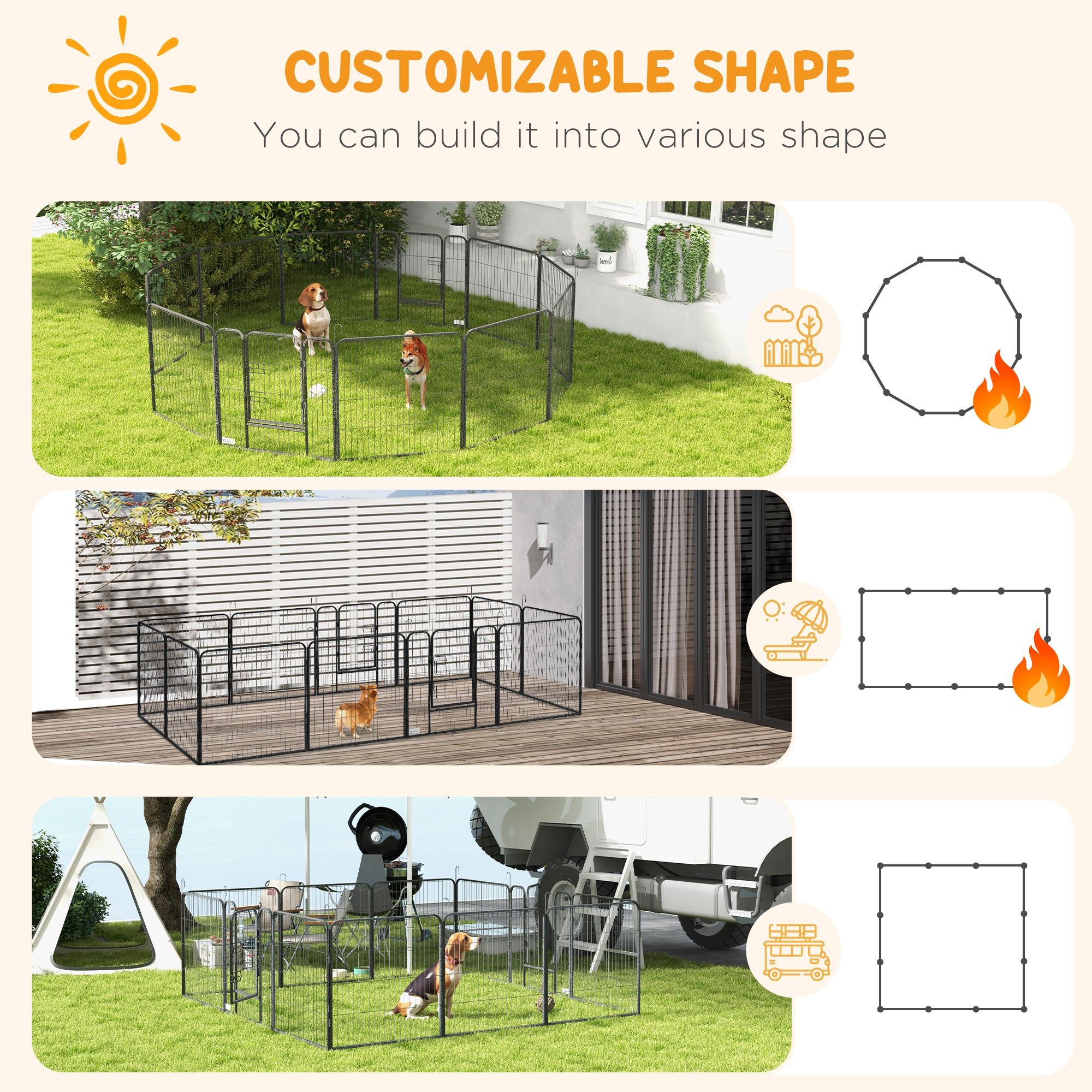 PawHut 12 Panels Heavy Duty Puppy Playpen, for Small Dogs, Indoor and Outdoor Use - Silver - North Peak Garden Furniture
