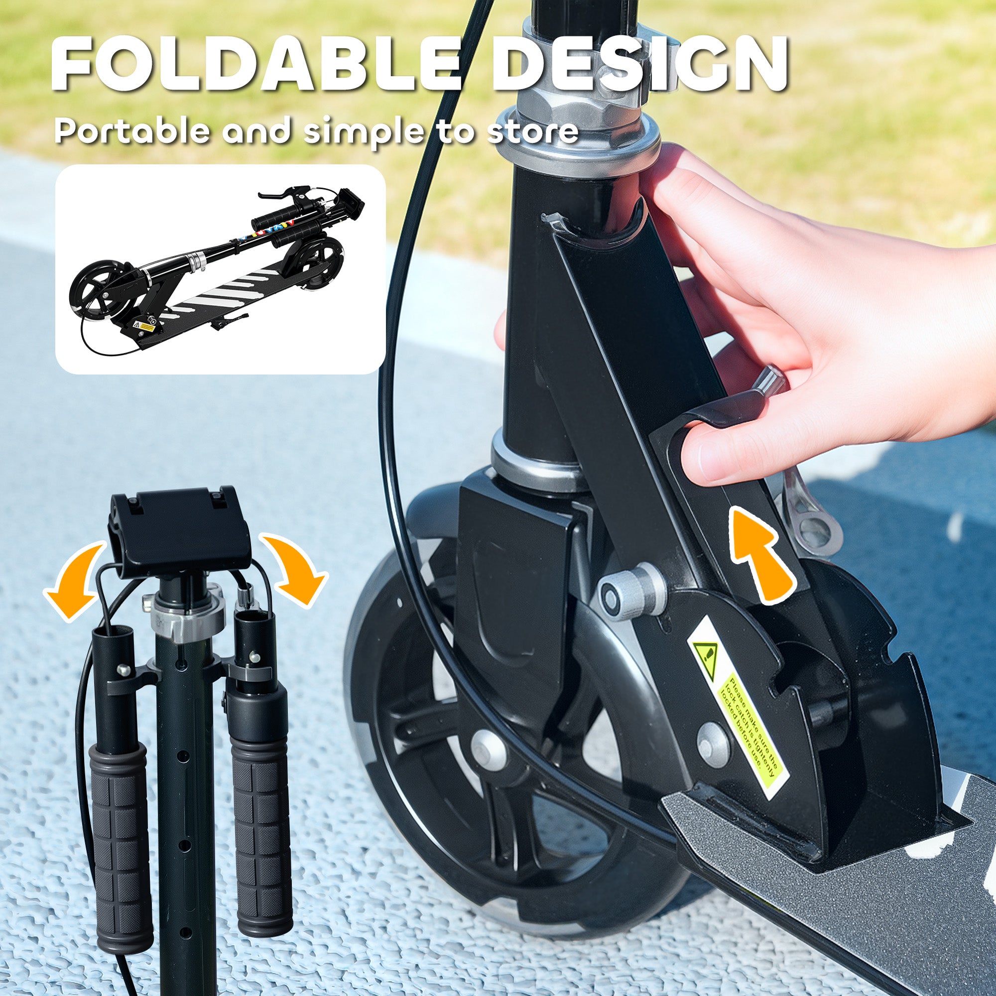 AIYAPLAY Scooter for Kids Ages 3-8 with Adjustable Handle, 2 Light up Wheels, Handbrake & Rear Brake for Girls and Boys, Black - North Peak Garden Furniture