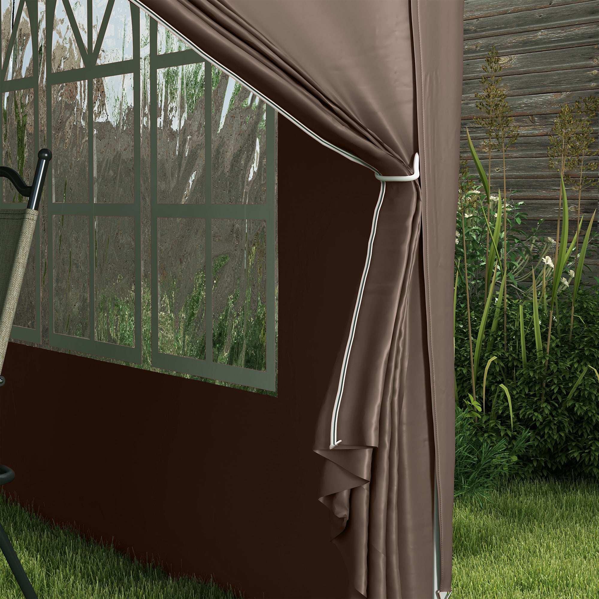 Outsunny 3 x 3 m Pop Up Gazebo, Wedding Party Canopy Tent Marquee with Carry Bag and Windows, Coffee - North Peak Garden Furniture