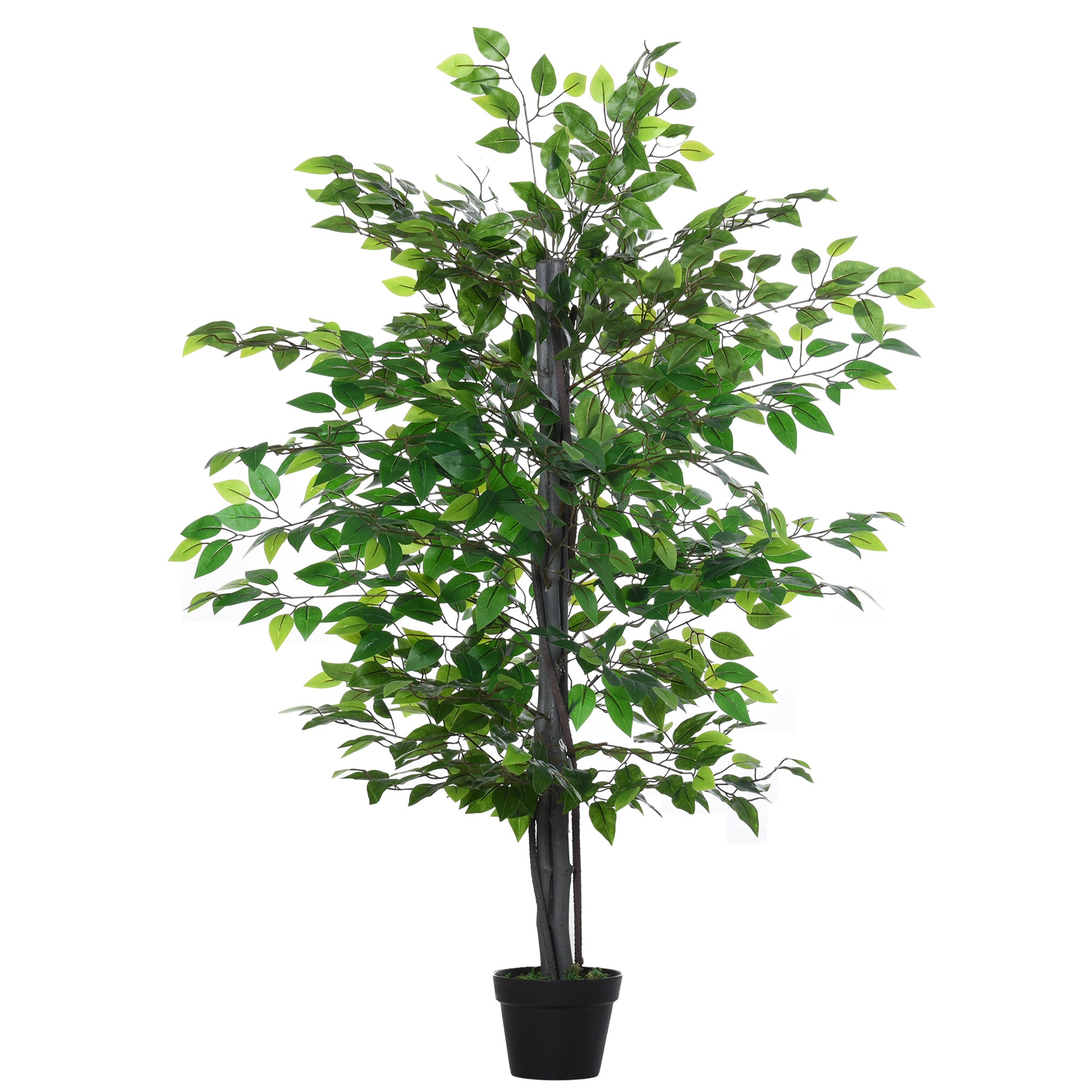 Outsunny 145cm Artificial Tree Banyan Plant Faux Decorative Tree W/ Cement Pot Vibrant Greenery Shrubbery Indoor Outdoor Accessory