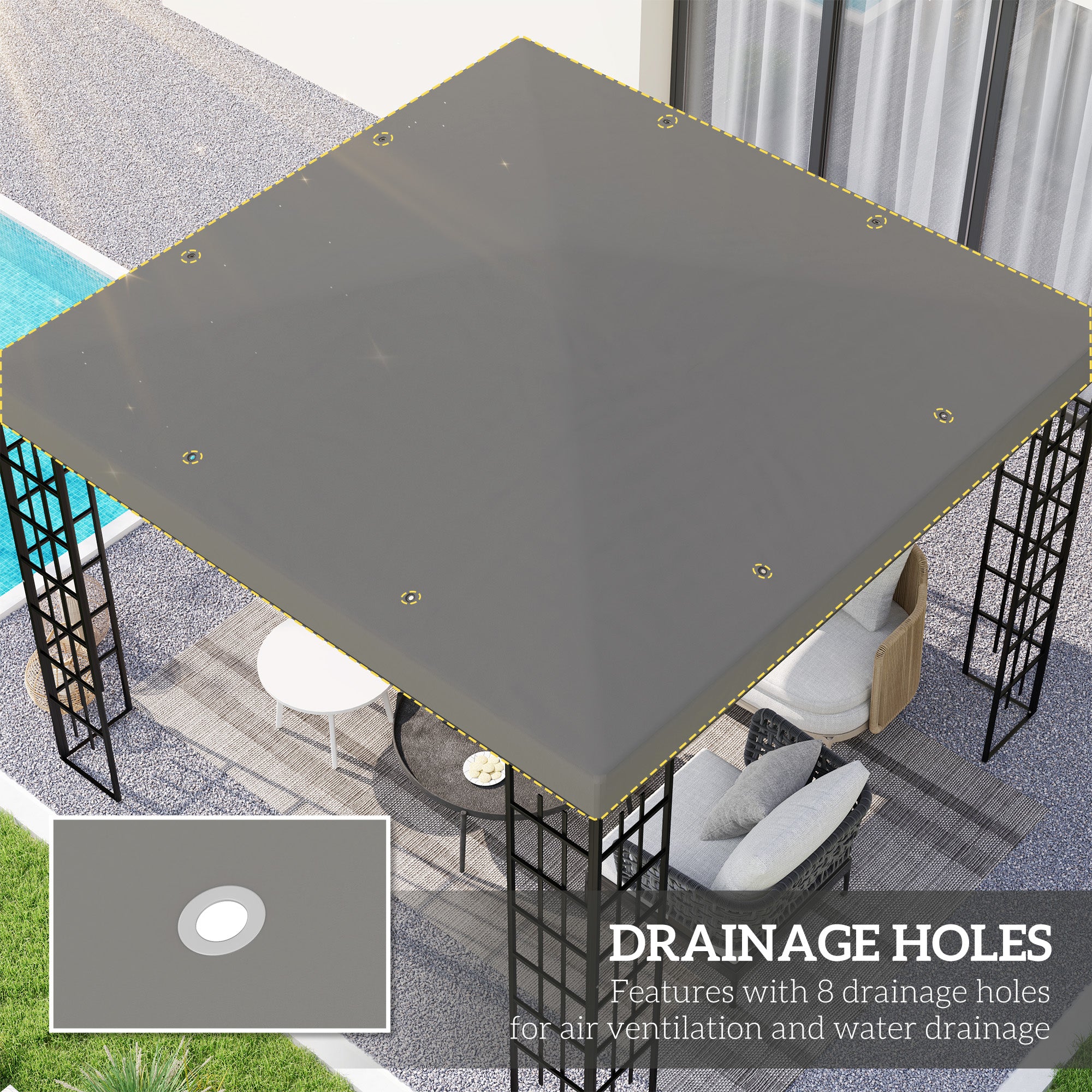 Outsunny 3 x 3(m) Gazebo Frame Replacement - Grey - North Peak Garden Furniture
