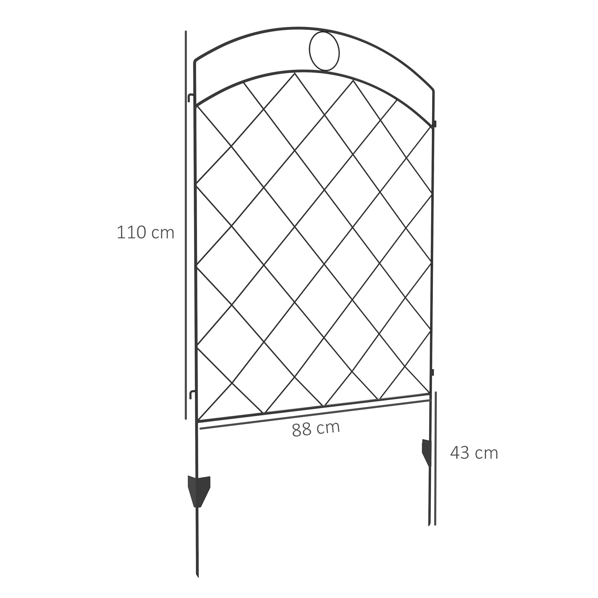 Outsunny Decorative Garden Fencing, 43in x 11.4ft Outdoor Picket Fence Panels, 8PCs Rustproof Steel Wire Landscape Flower Bed Border Edging Animal Barrier, Black