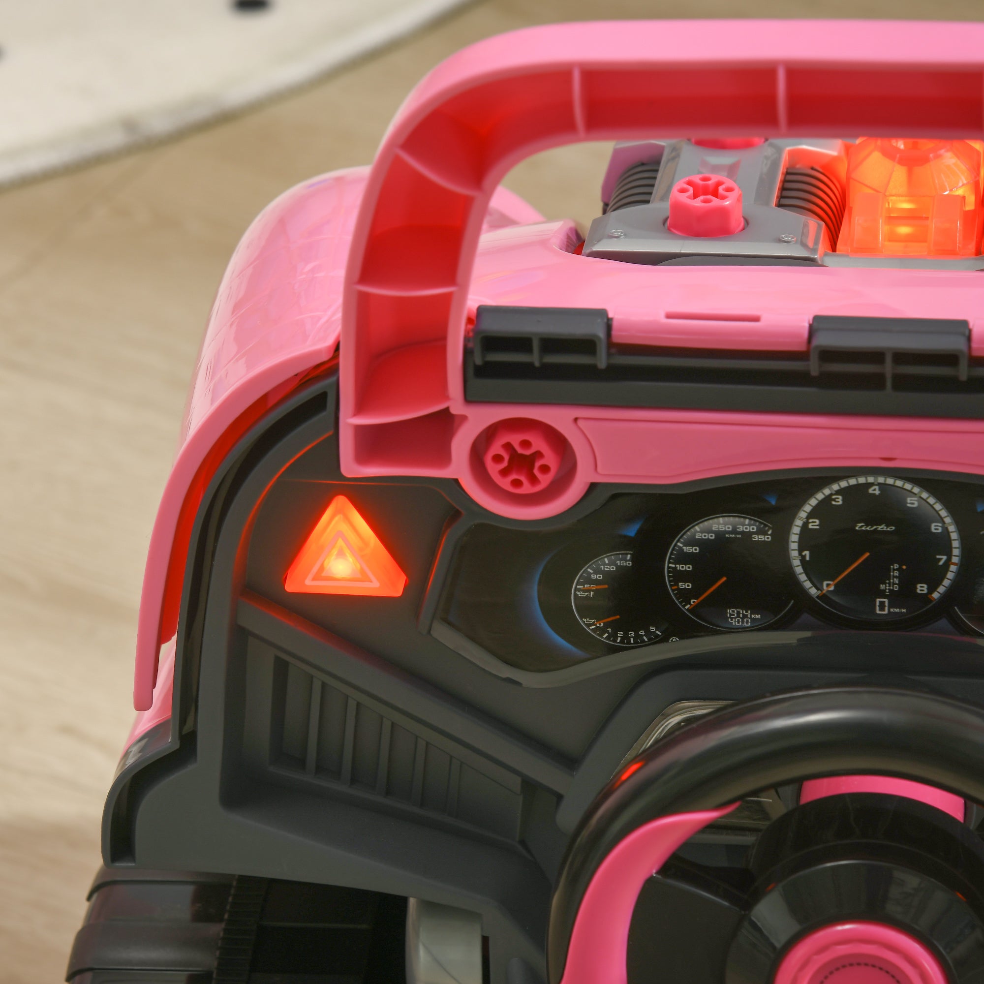 HOMCOM Kids Truck Engine Toy Set, with Horn, Light, Car Key, for Ages 3-5 Years - Pink - North Peak Garden Furniture