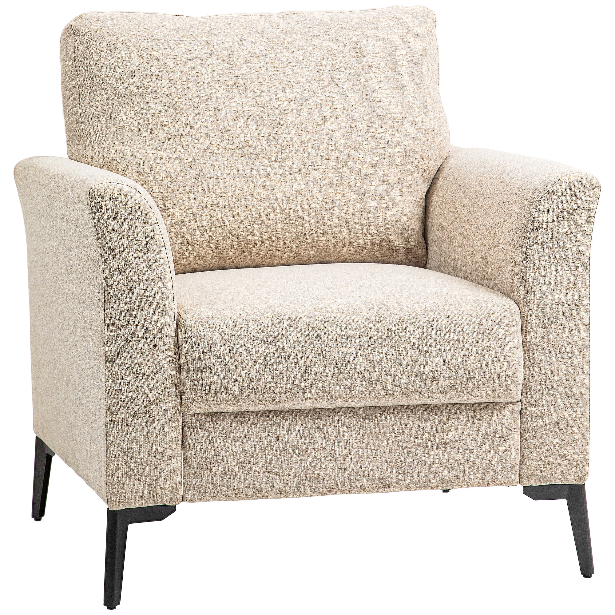 HOMCOM Linen-Look Armchair - Beige - North Peak Garden Furniture