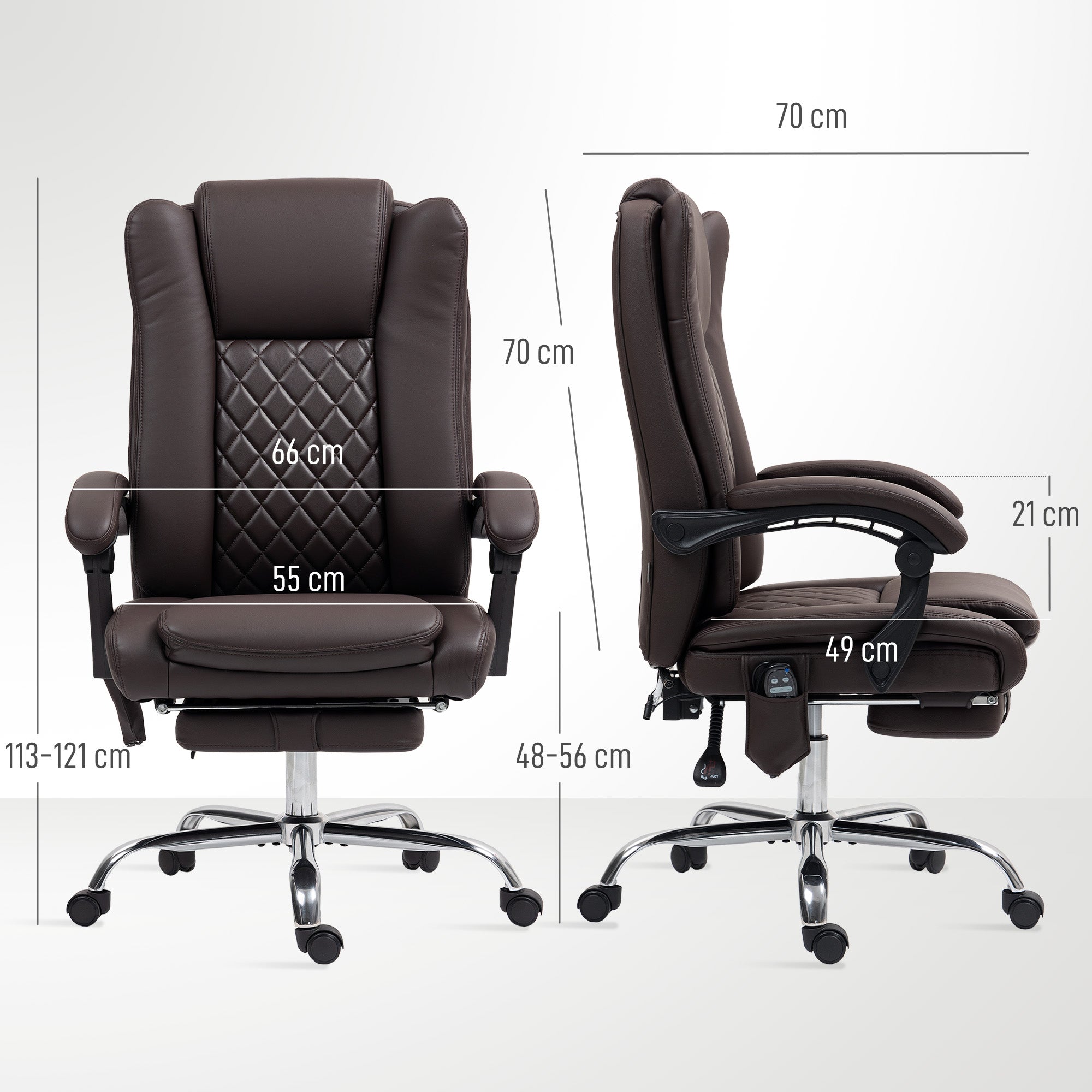 HOMCOM Executive Office Chair with 6-point Massage and Heat - Dark Brown - North Peak Garden Furniture