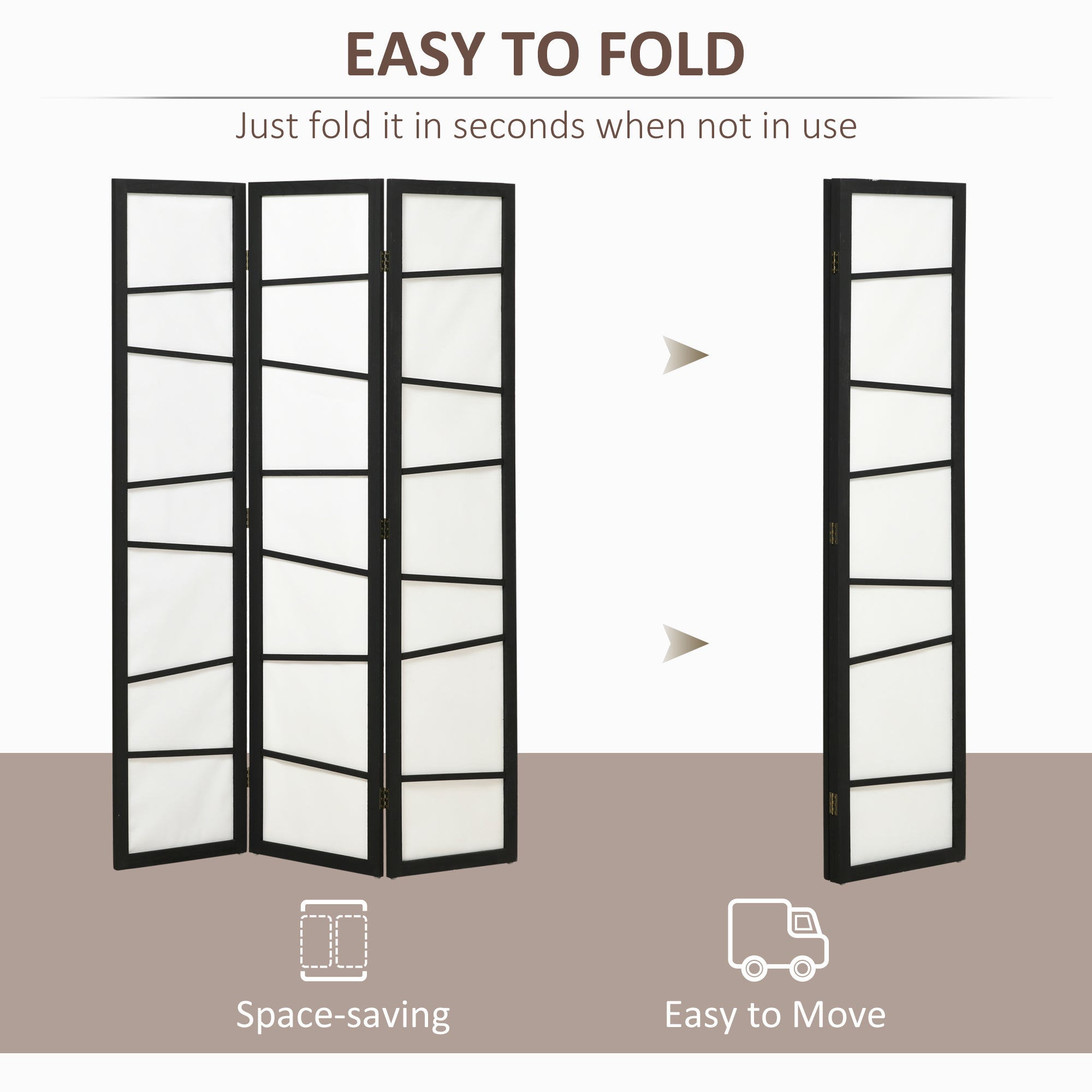 HOMCOM 3 Panel Room Divider, Wooden Folding Privacy Screen, Freestanding Wall Partition Separator for Bedroom, White