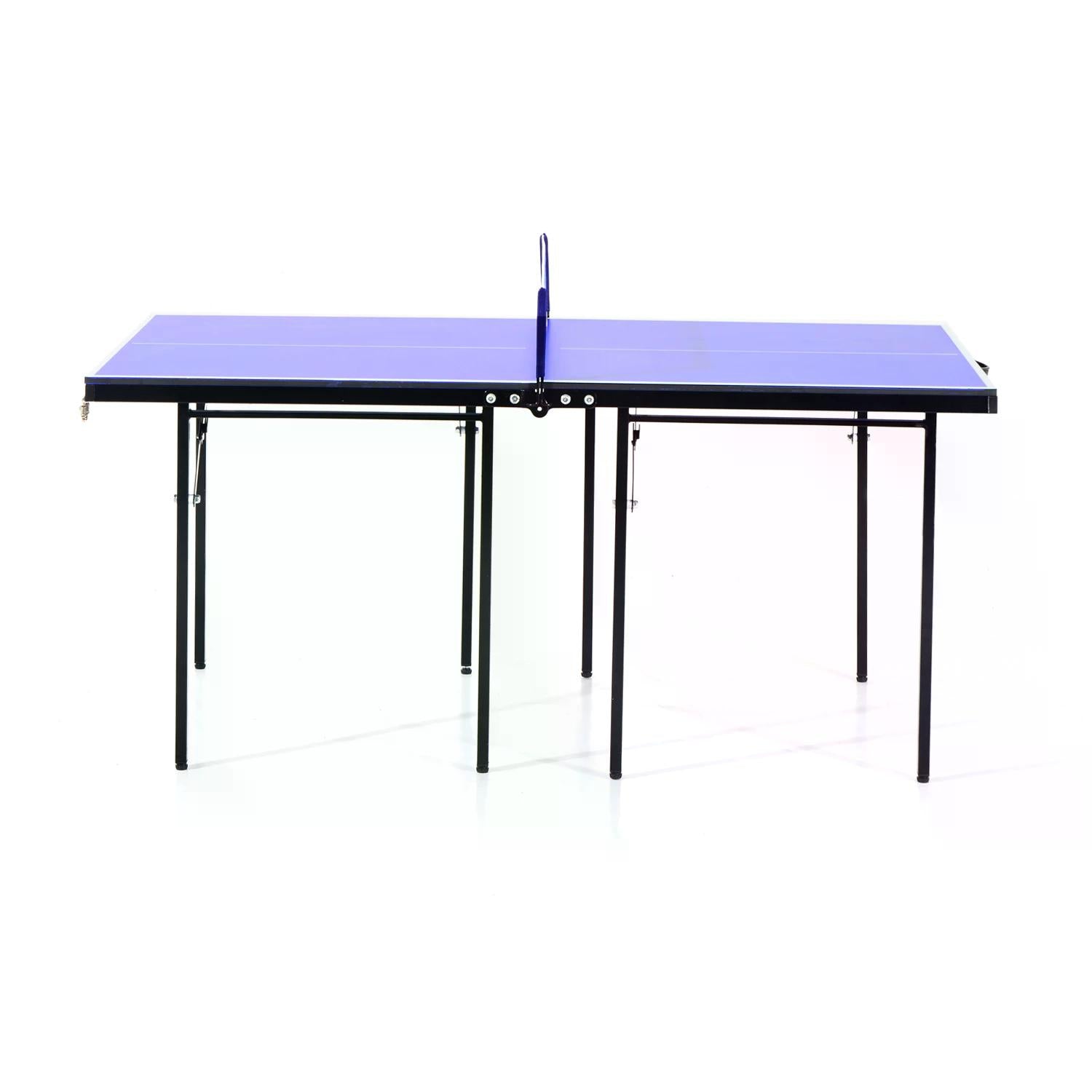 HOMCOM Folding 5ft Mini Compact Table Tennis Top Ping Pong Table Set Professional Net Games Sports Training Play Blue - North Peak Garden Furniture