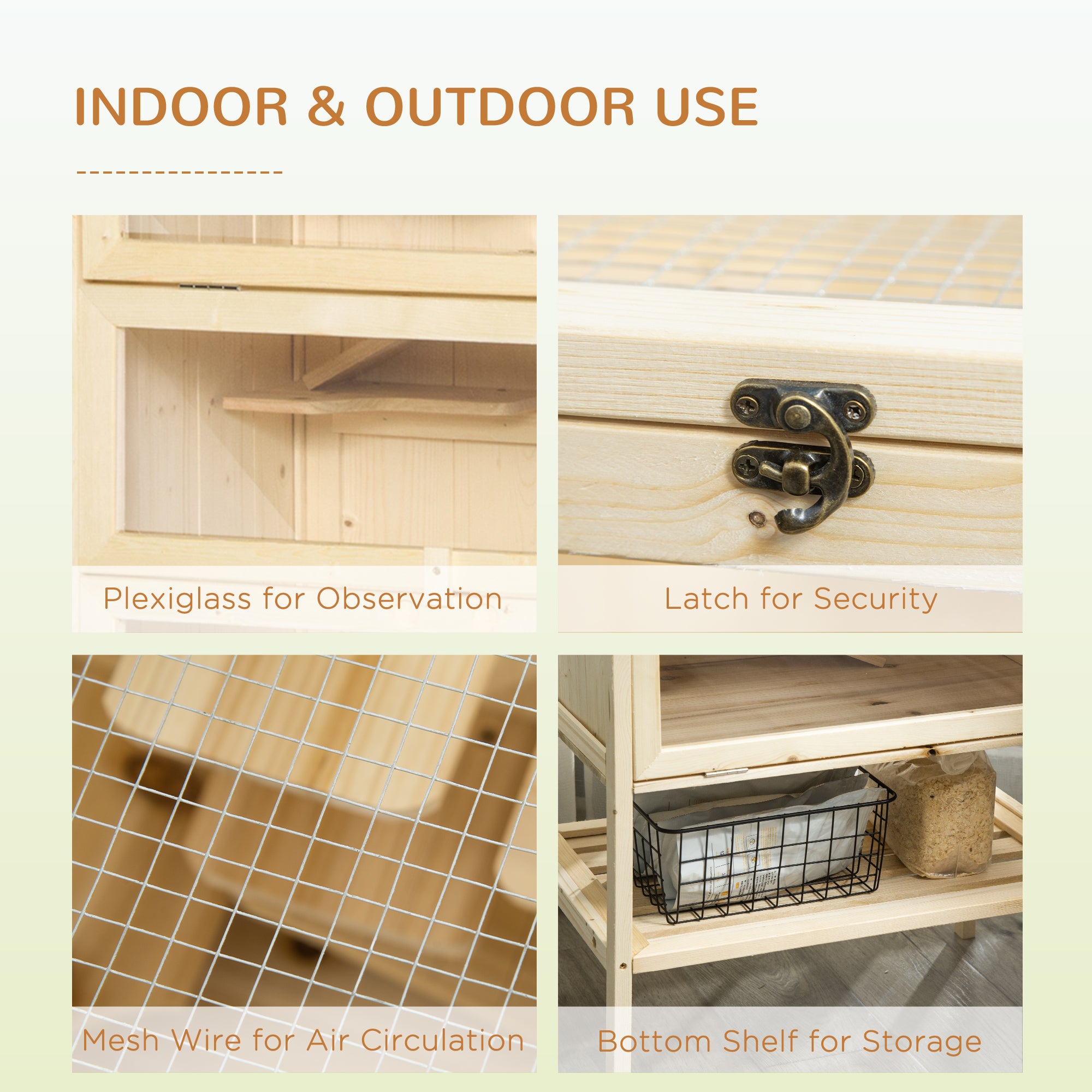 PawHut Hamster Cage Wooden Mouse Rodent Small Pet Animals 4 Layers Tall Bottom Storage Shelf Easy Clean