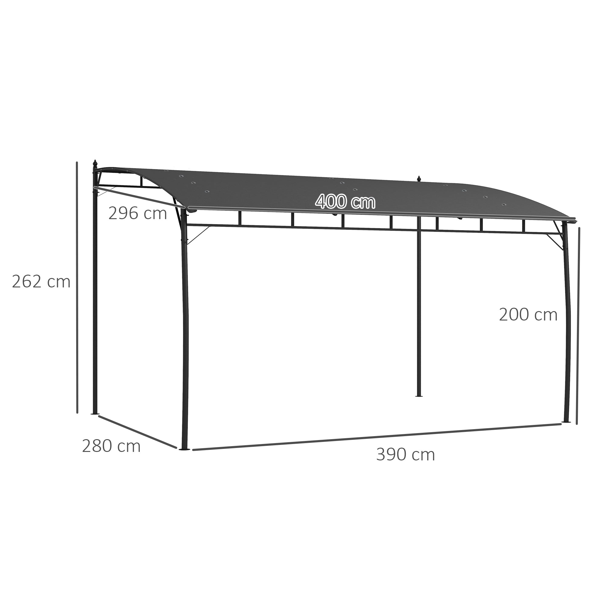 Outsunny 3 x 4m Outdoor Pergola Gazebo, Garden Sun Shade Shelter with Metal Frame, for Patio, Deck - North Peak Garden Furniture