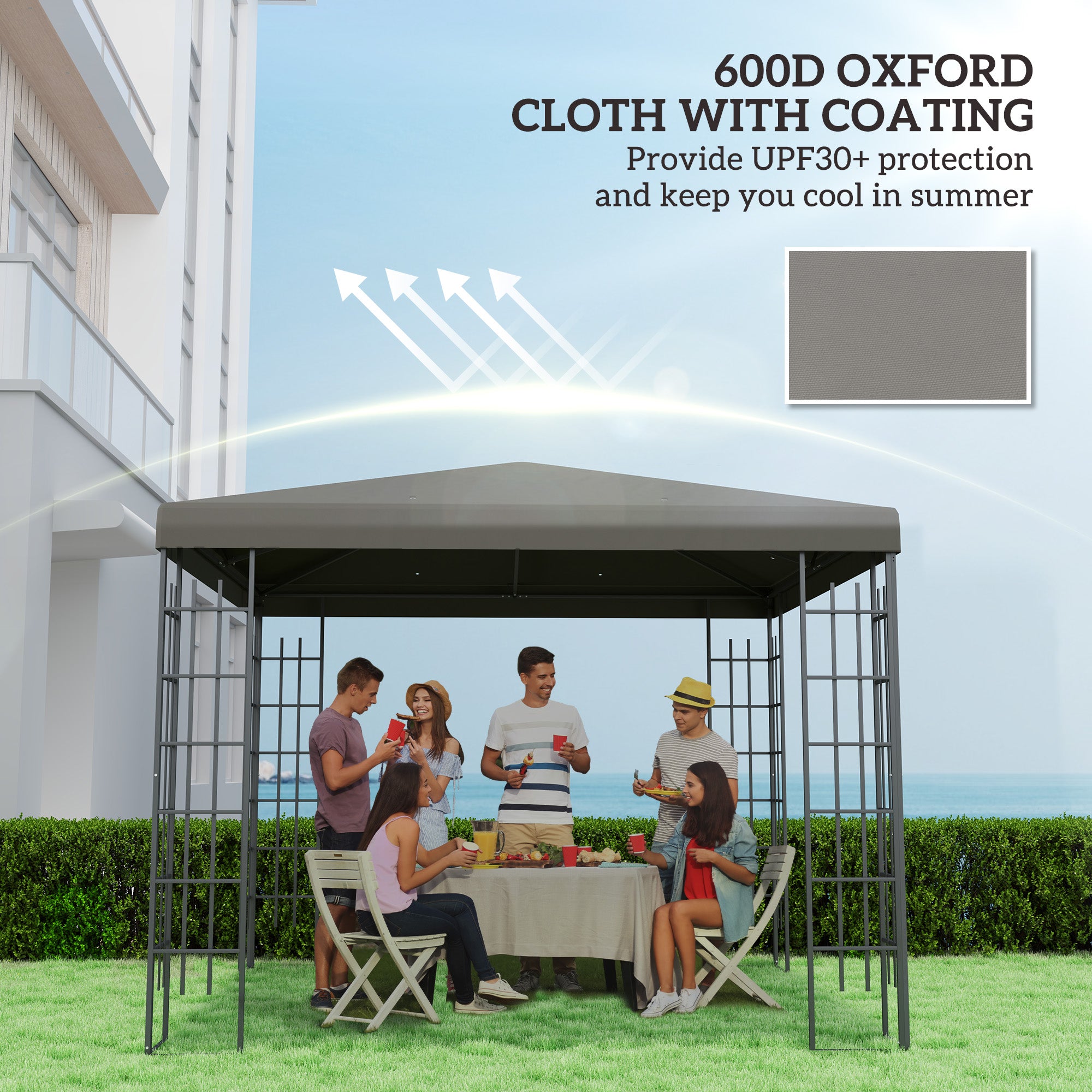 Outsunny 3 x 3(m) Gazebo Frame Replacement - Grey - North Peak Garden Furniture