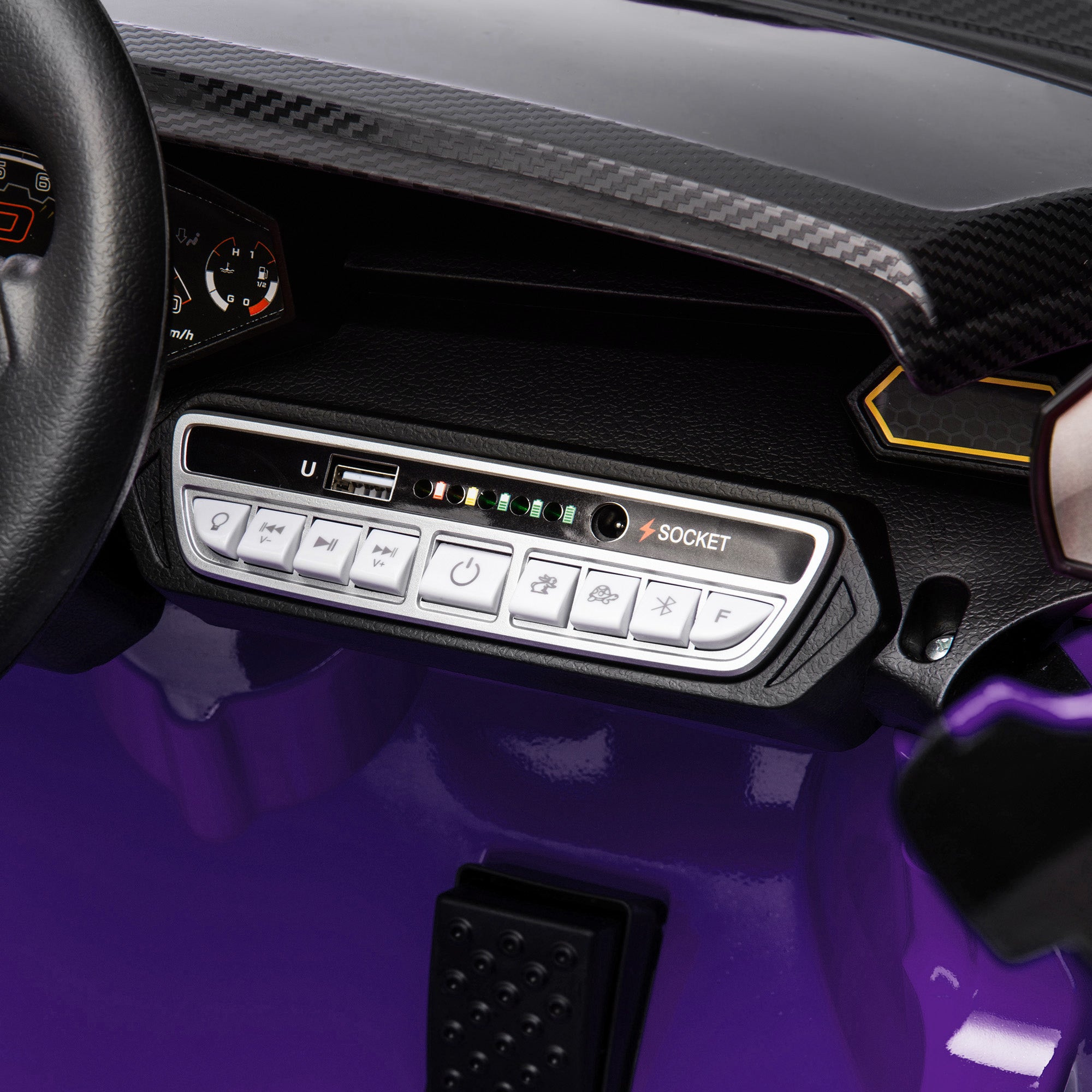 AIYAPLAY 12V Lamborghini Autentica Licensed Kids Electric Car with Remote Control, 4 Suspension Wheels, Soft Start, Purple - North Peak Garden Furniture
