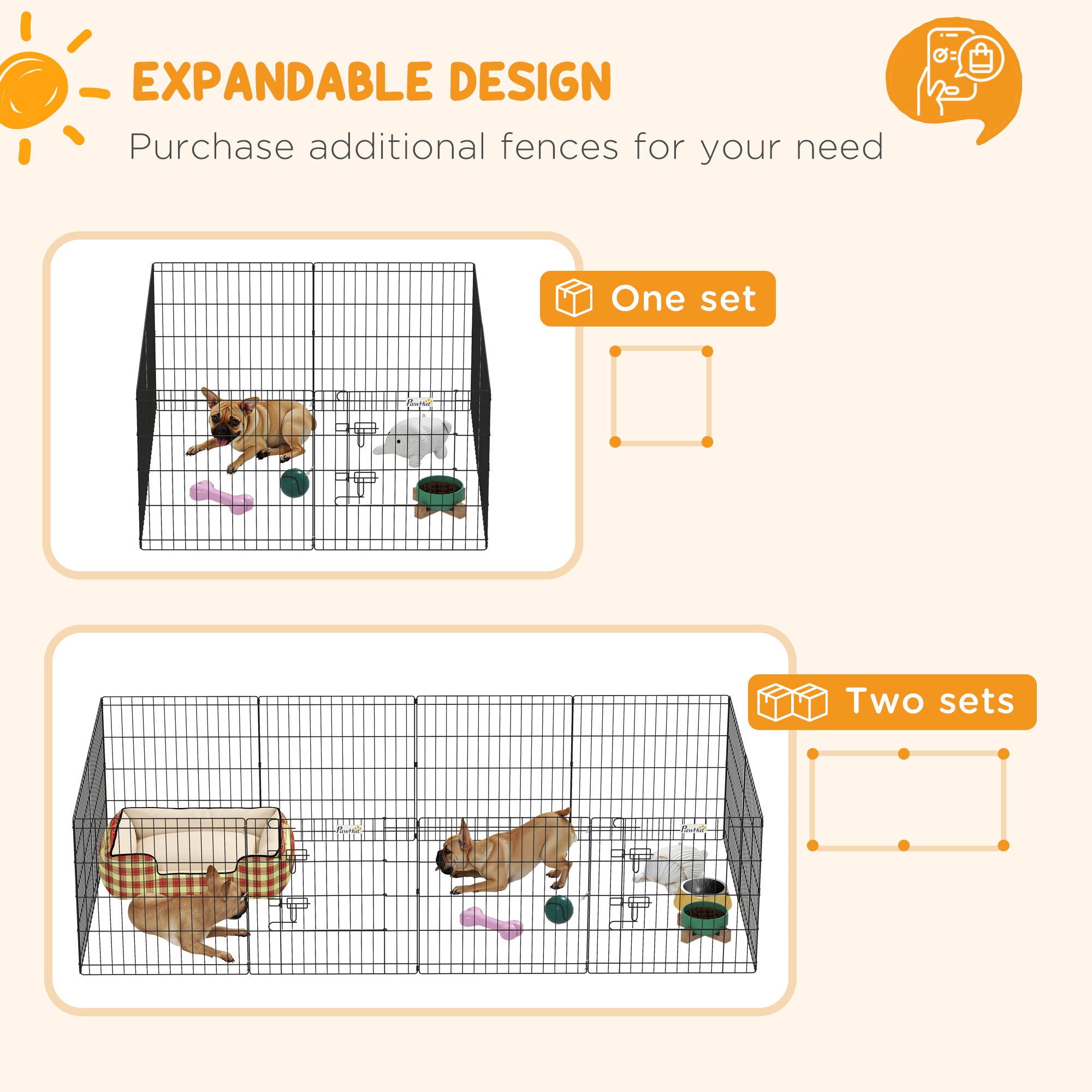 PawHut Dog Playpen, Puppy Pen, Eight-Panel Metal Fence, for Small Dogs, Indoors, Outdoors - Black - North Peak Garden Furniture