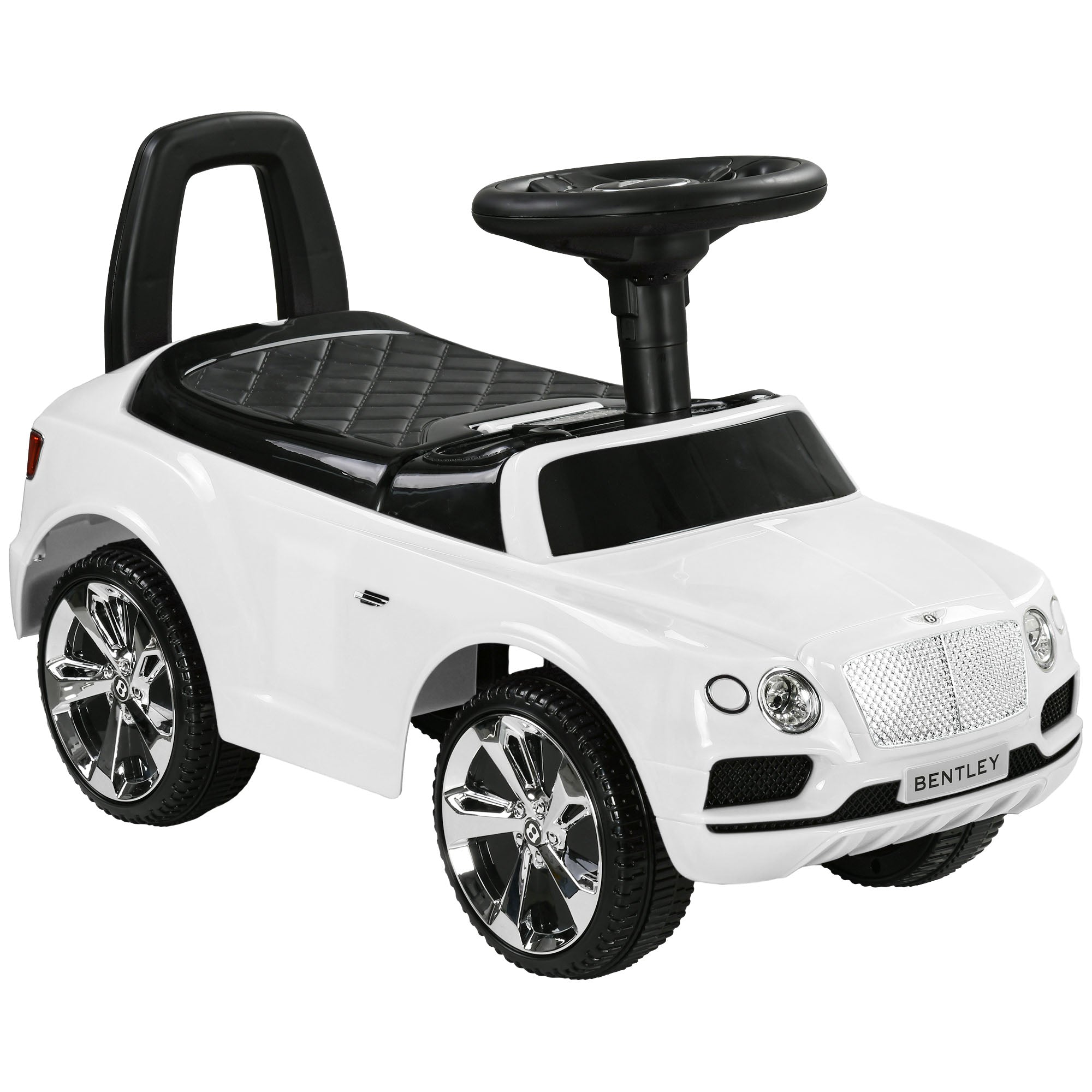 AIYAPLAY Bentley Bentayga Licensed Foot to Floor Ride on Car, Sliding Car Push Along Car w/ Under Seat Storage - White - North Peak Garden Furniture