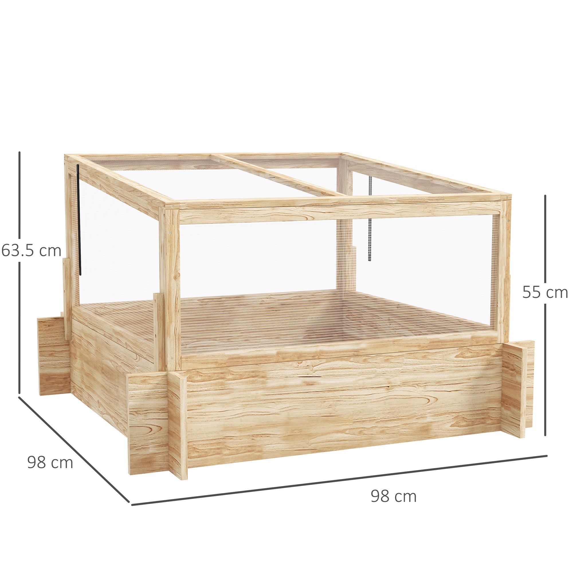 Outsunny 2-In-1 Wooden Greenhouse Planter Box - Natural - North Peak Garden Furniture