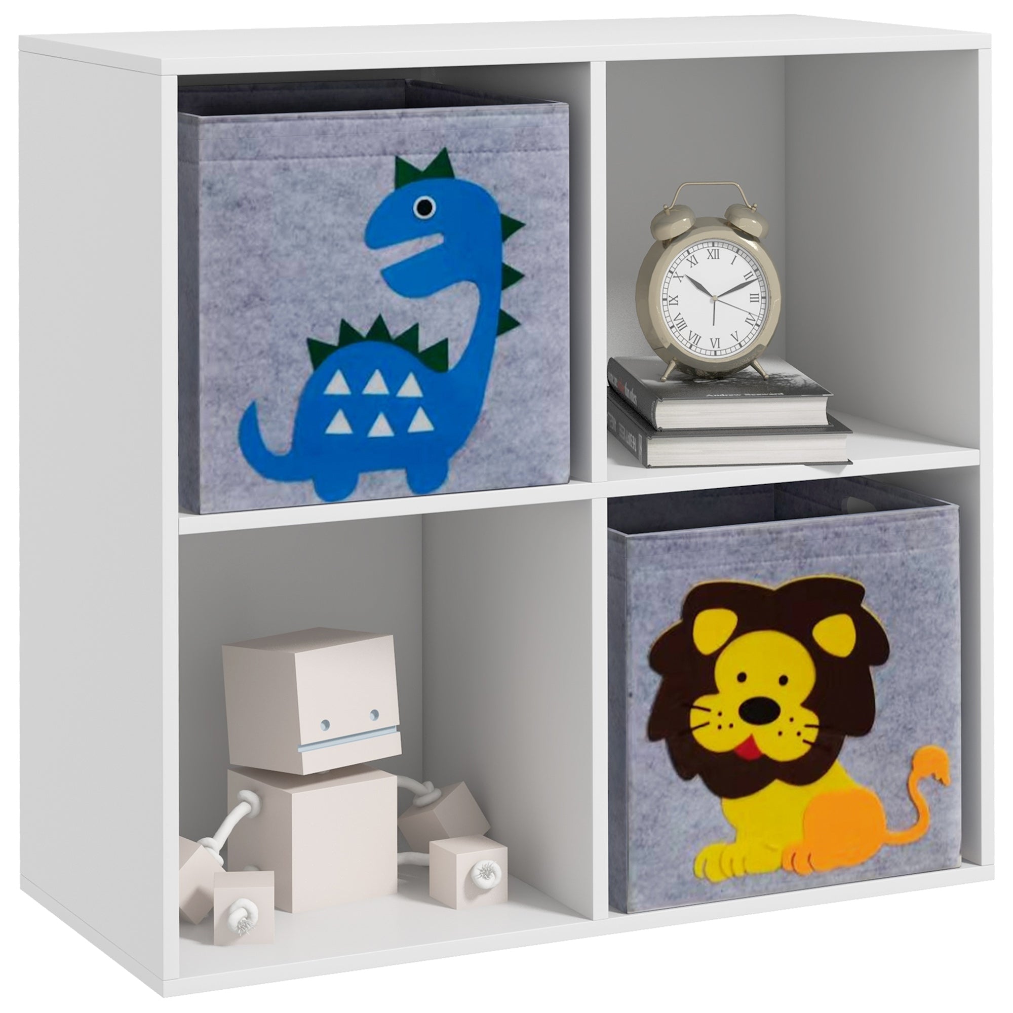 ZONEKIZ Kids Toy Box with Two Non-Woven Fabric Drawers, 61.8 x 29.9 x 61.8cm - White - North Peak Garden Furniture
