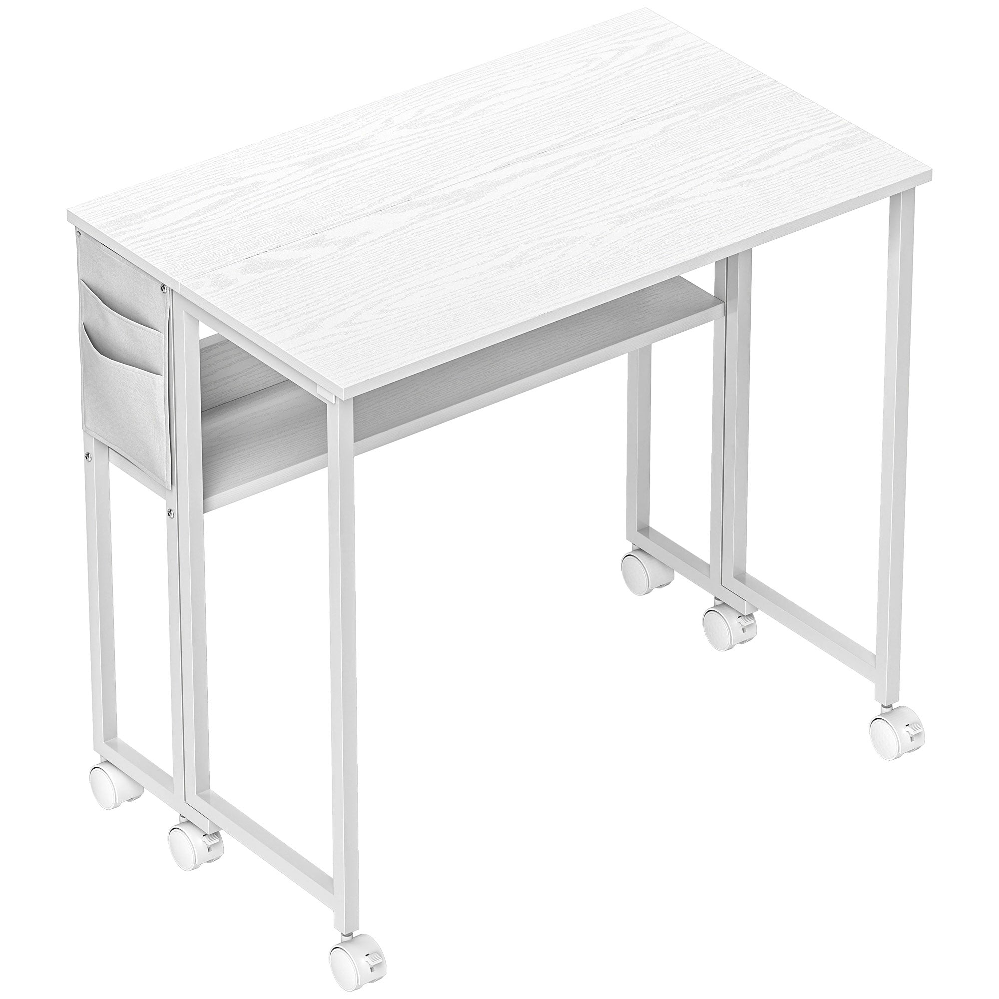 HOMCOM 80 cm Drop Leaf Writing Work Desk - White - North Peak Garden Furniture
