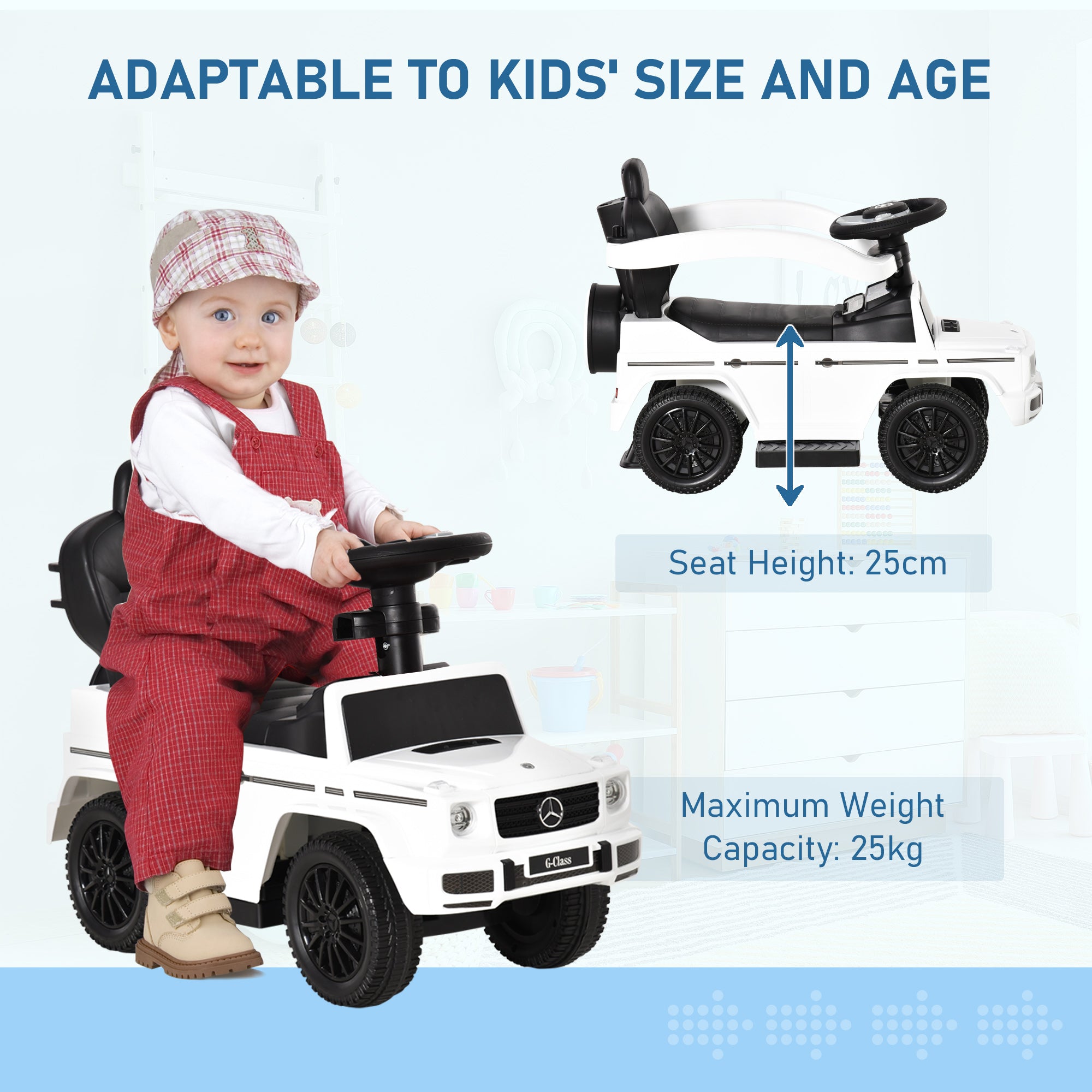 HOMCOM 3 in 1 Kids Children Ride on Push Car Toddler Sliding Car G350 Licensed Walker Foot to Floor Slider Push-Along with Horn Steering Wheel NO POWER Manual, White - North Peak Garden Furniture