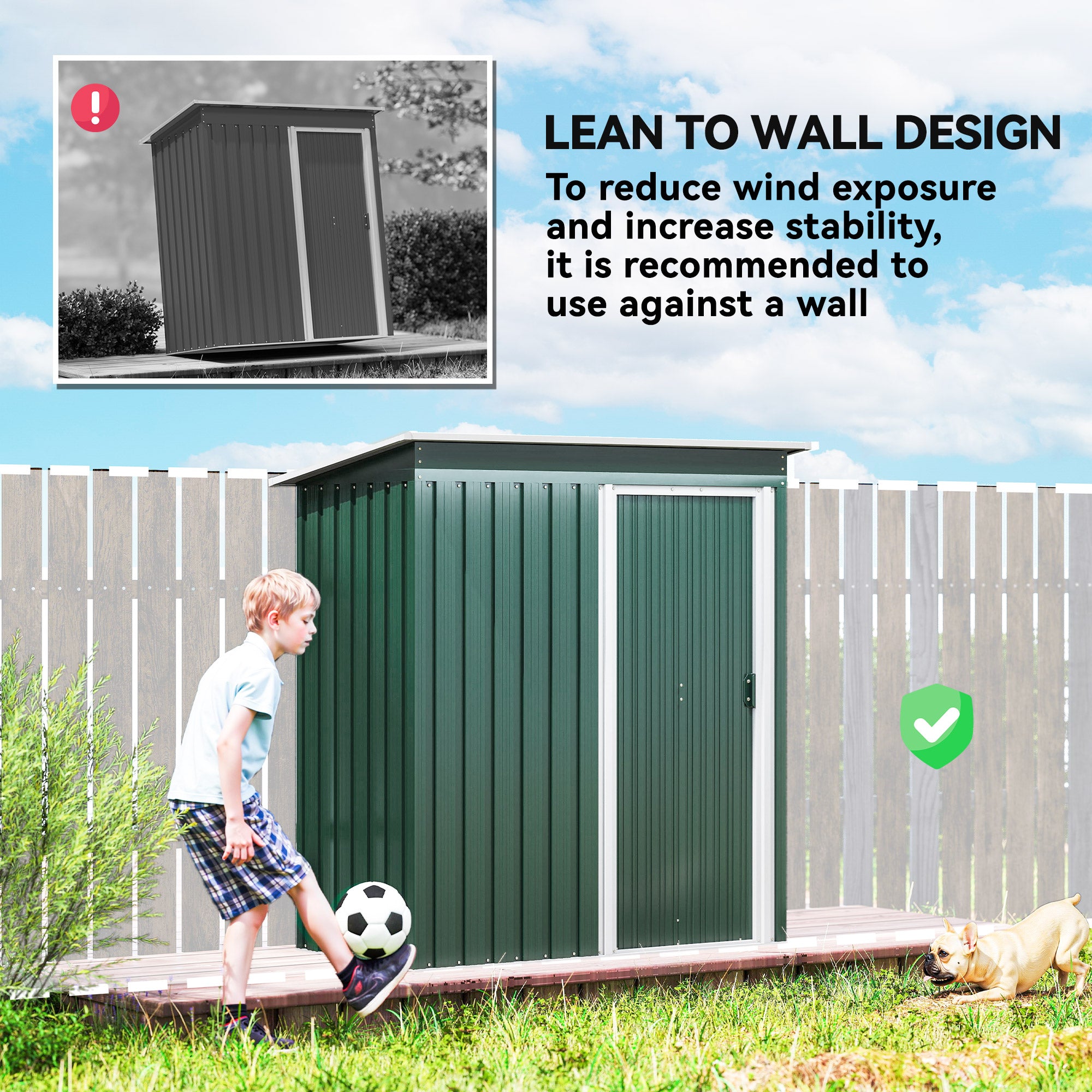 Outsunny 5 x 3ft Garden Storage Shed with Sliding Door and Sloped Roof Outdoor Equipment Tool Garden, Green