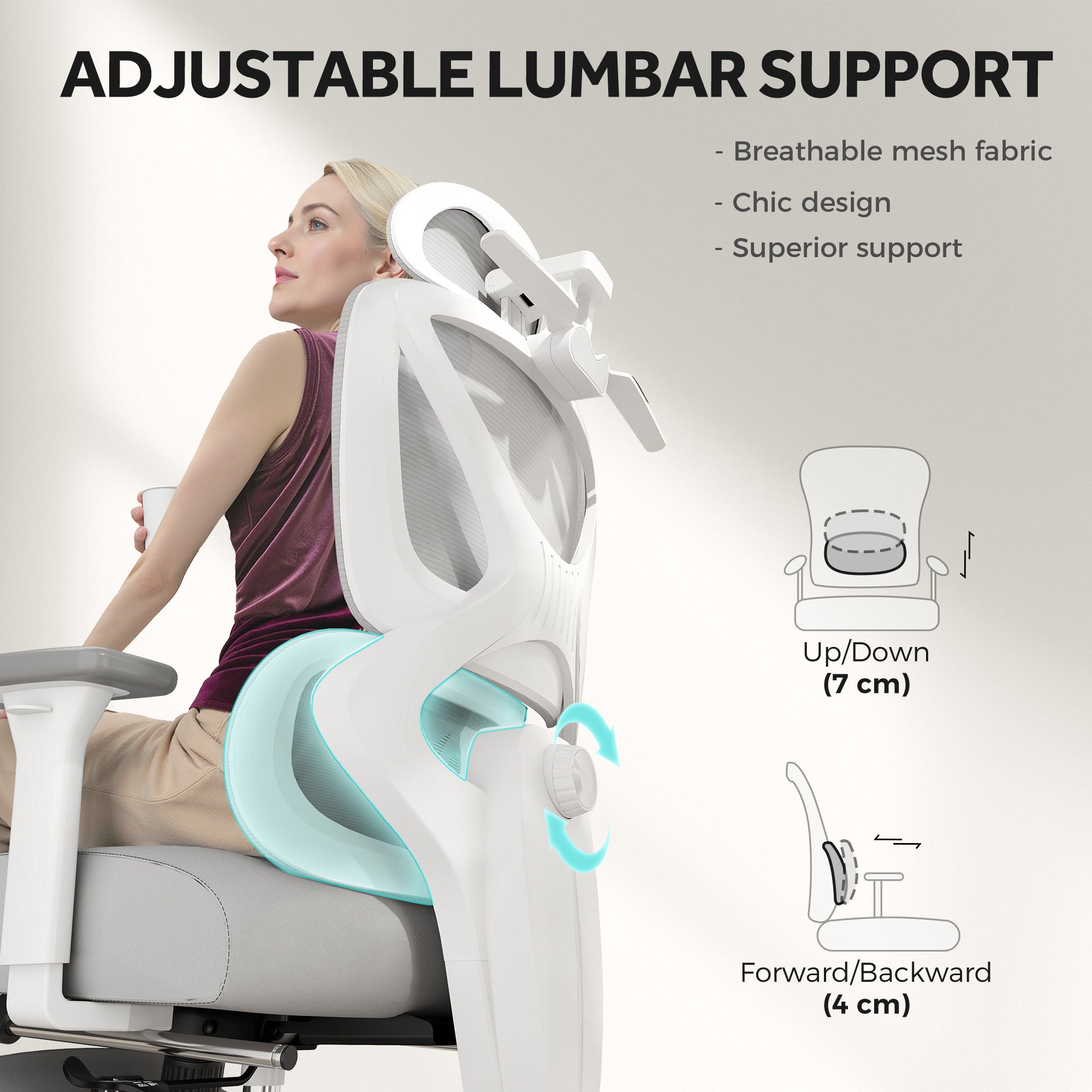 HOMCOM Executive Office Chair, Ergonomic Mesh Desk Chair with 3D Armrests, Rotatable Headrest, Adjustable Lumbar Support, Recliner Computer Swivel Chair with Footrest for Home Office, Grey - North Peak Garden Furniture