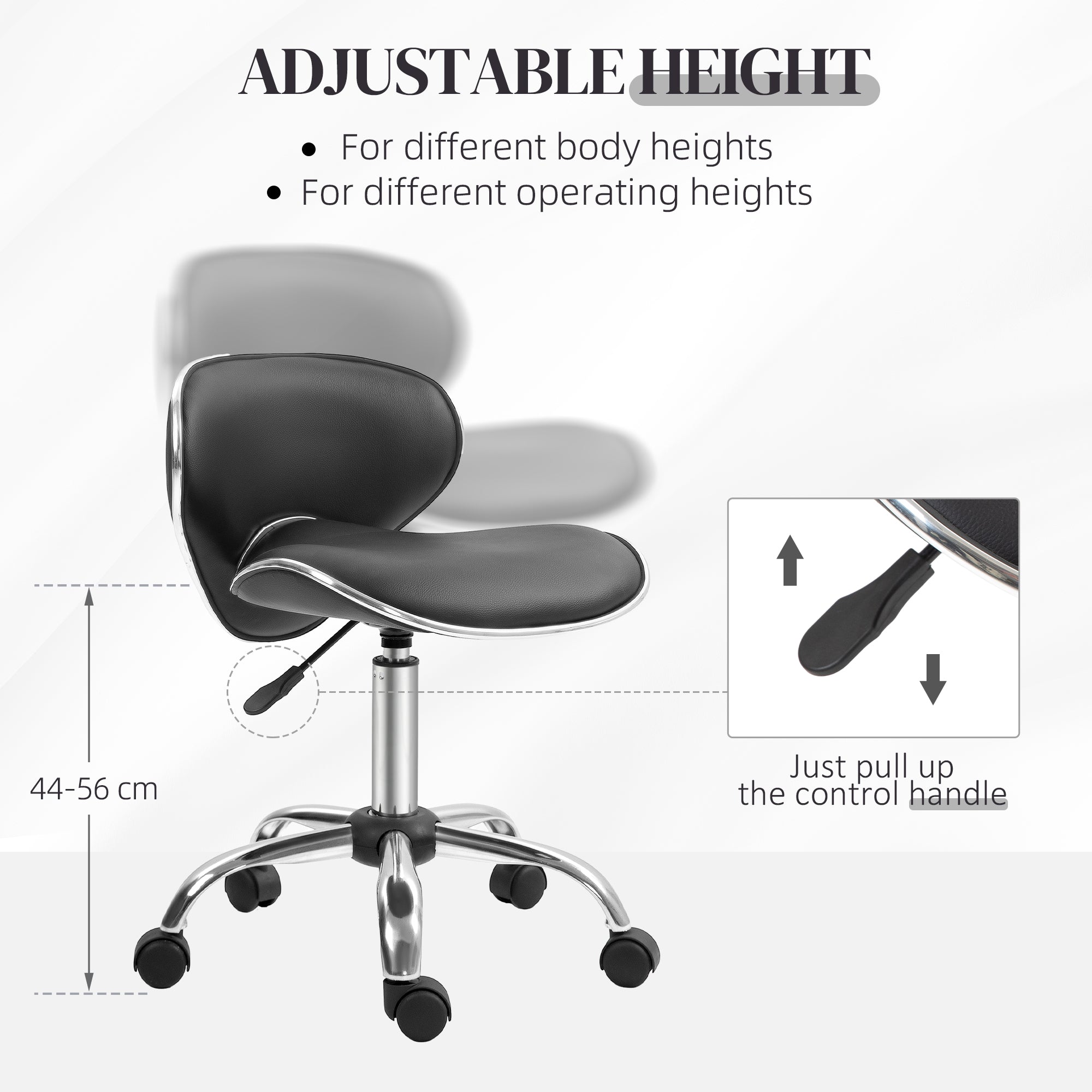 HOMCOM Adjustable Rolling Swivel Beauty Salon Chair, Stool for Spa, Black - North Peak Garden Furniture