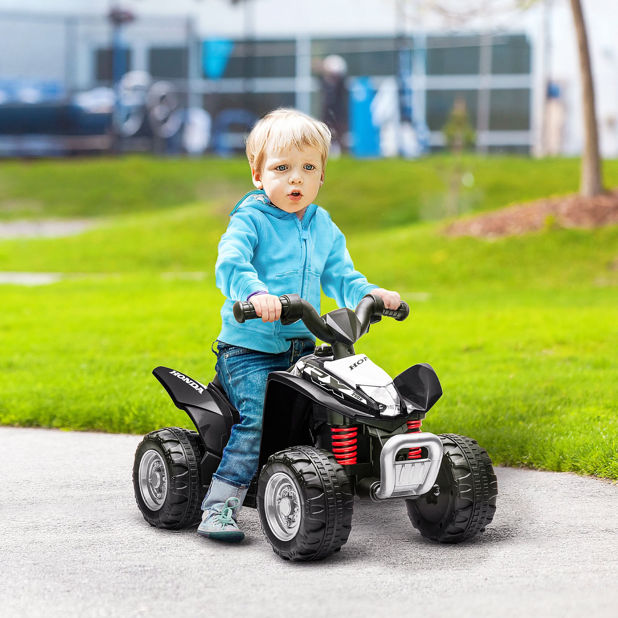 AIYAPLAY Honda Licensed Kids Electric Quad Bike, 6V ATV Ride On for Ages 1.5-3 Years, Black - North Peak Garden Furniture