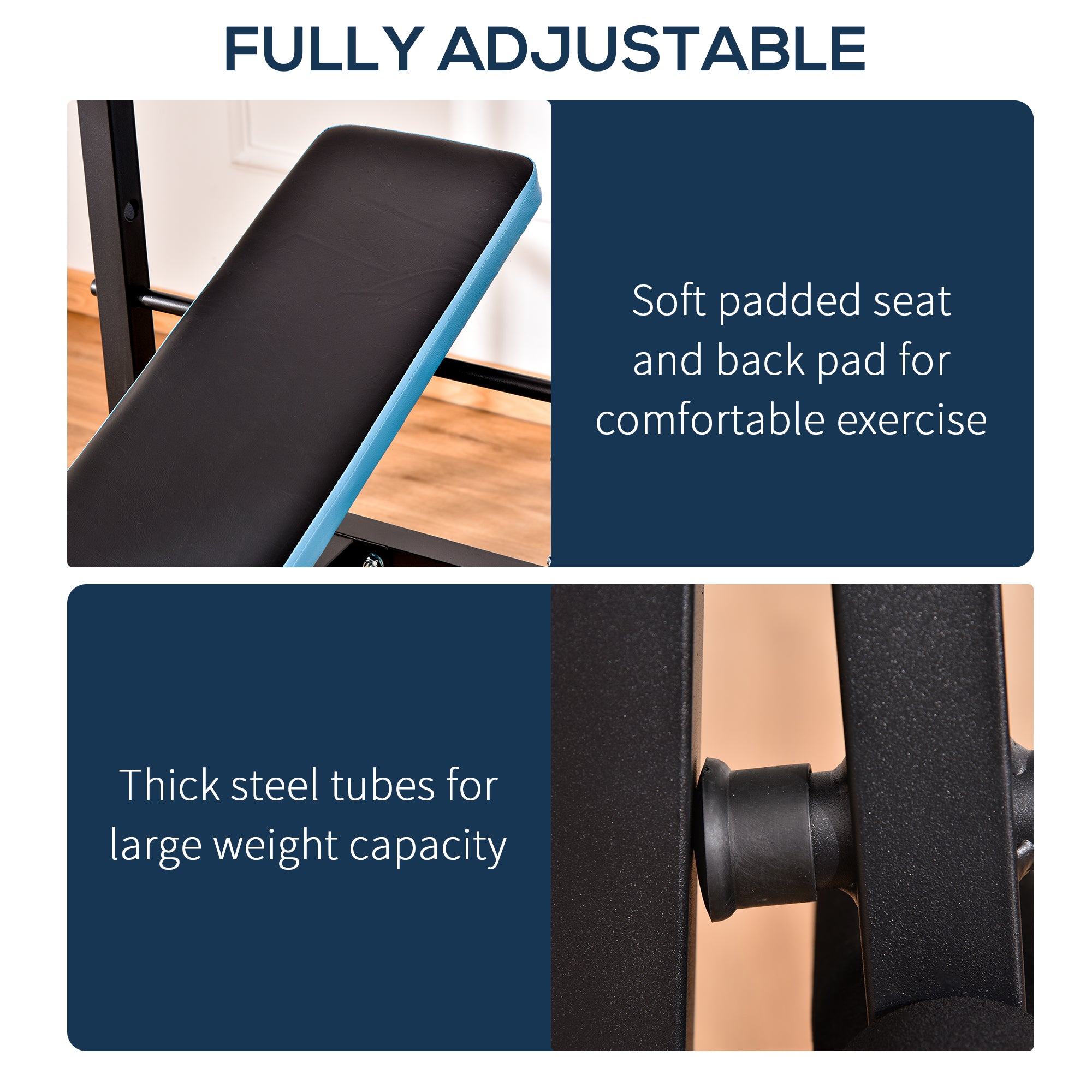 HOMCOM Adjustable Weight Bench with Leg Developer Barbell Rack for Lifting and Strength Training Multifunctional Workout Station for Home Gym Fitness, Black - North Peak Garden Furniture