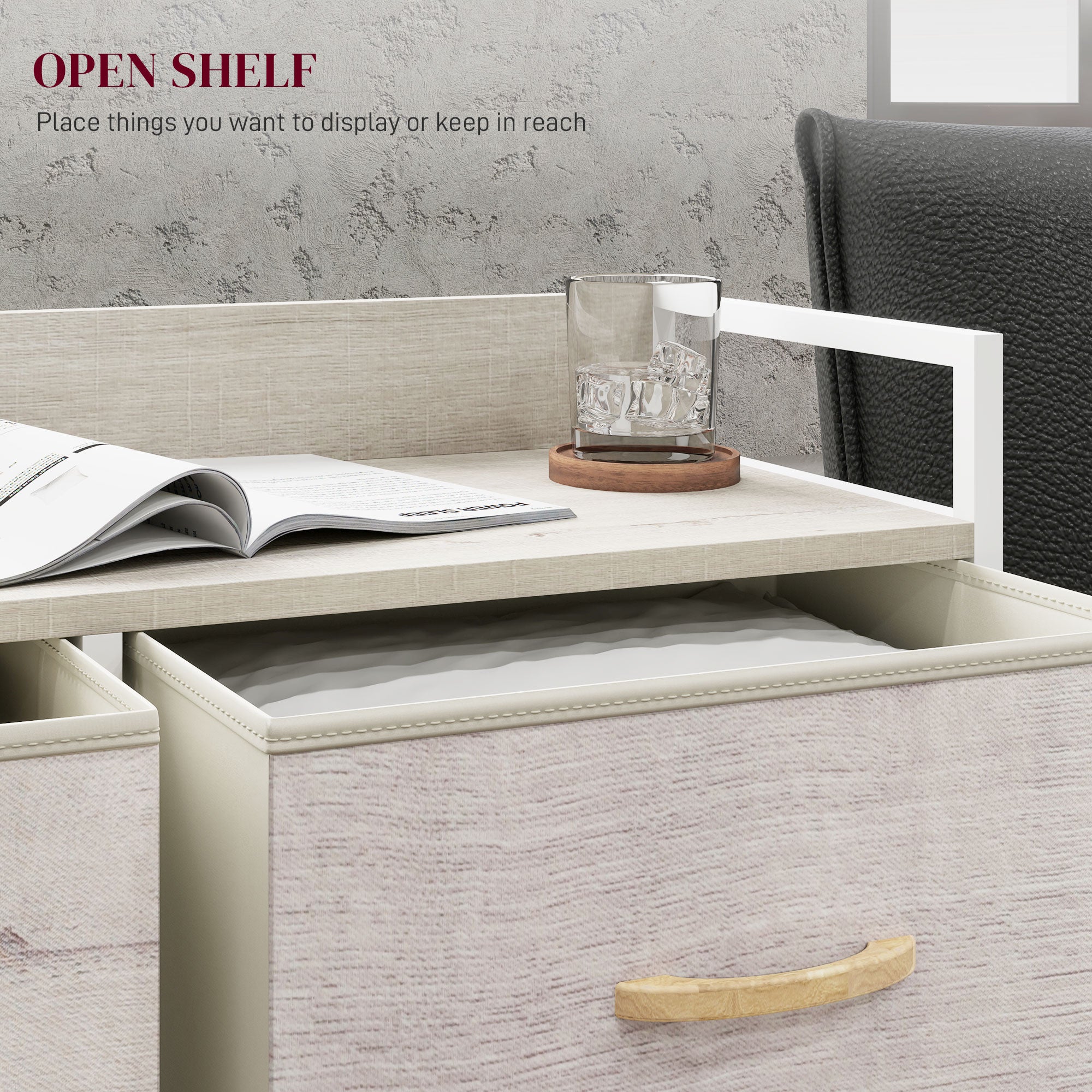HOMCOM Rustic Chest of Six Fabric Drawers - Natural - North Peak Garden Furniture