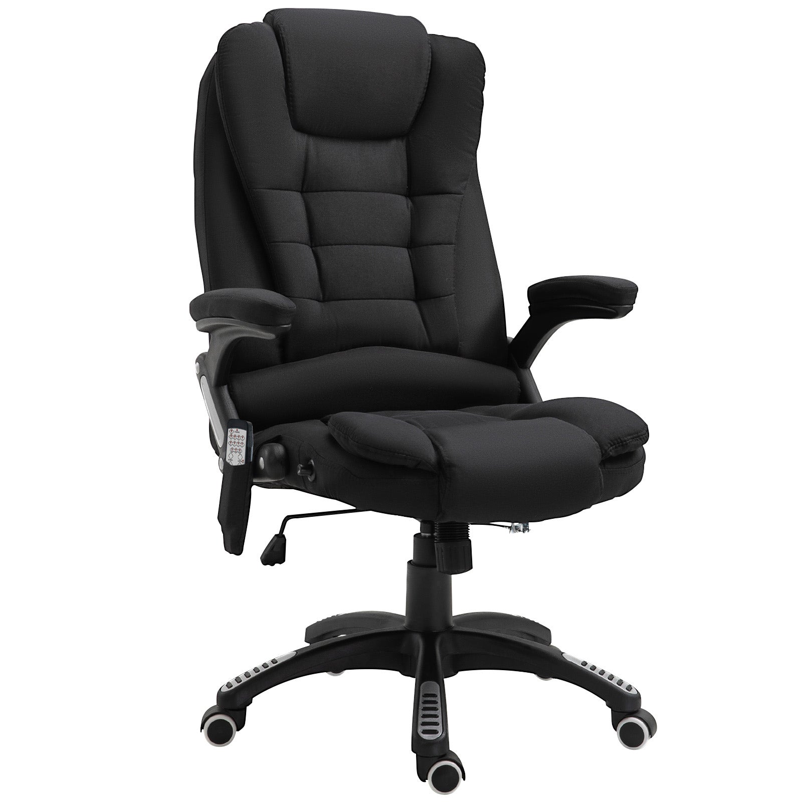 Vinsetto Massage Recliner Chair Heated Office Chair with Six Massage Points Linen-Feel Fabric 360° Swivel Wheels Black - North Peak Garden Furniture
