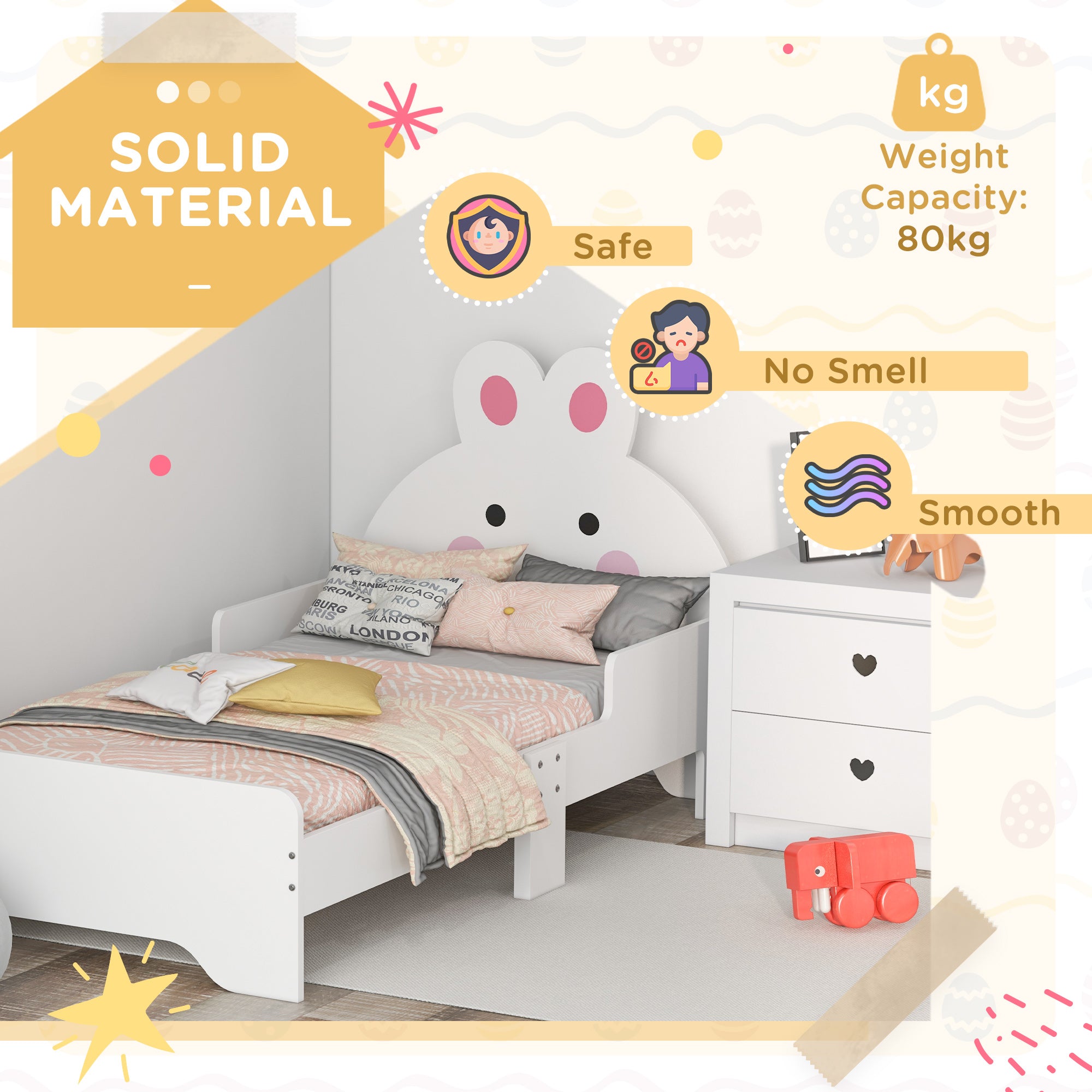 ZONEKIZ Rabbit-Designed Toddler Bed, Kids Bedroom Furniture - White - North Peak Garden Furniture