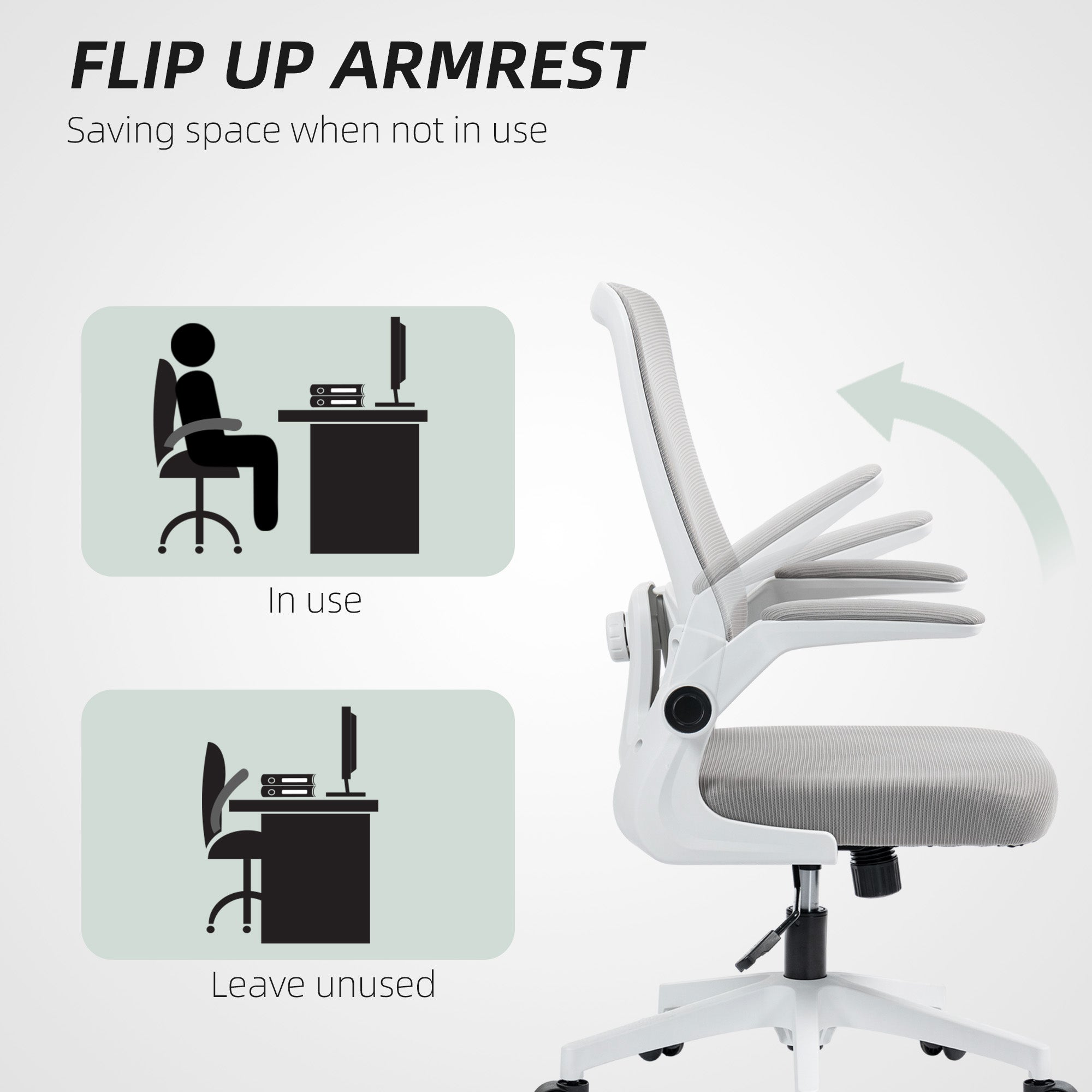HOMCOM Mesh Back Adjustable Office Chair - Grey - North Peak Garden Furniture