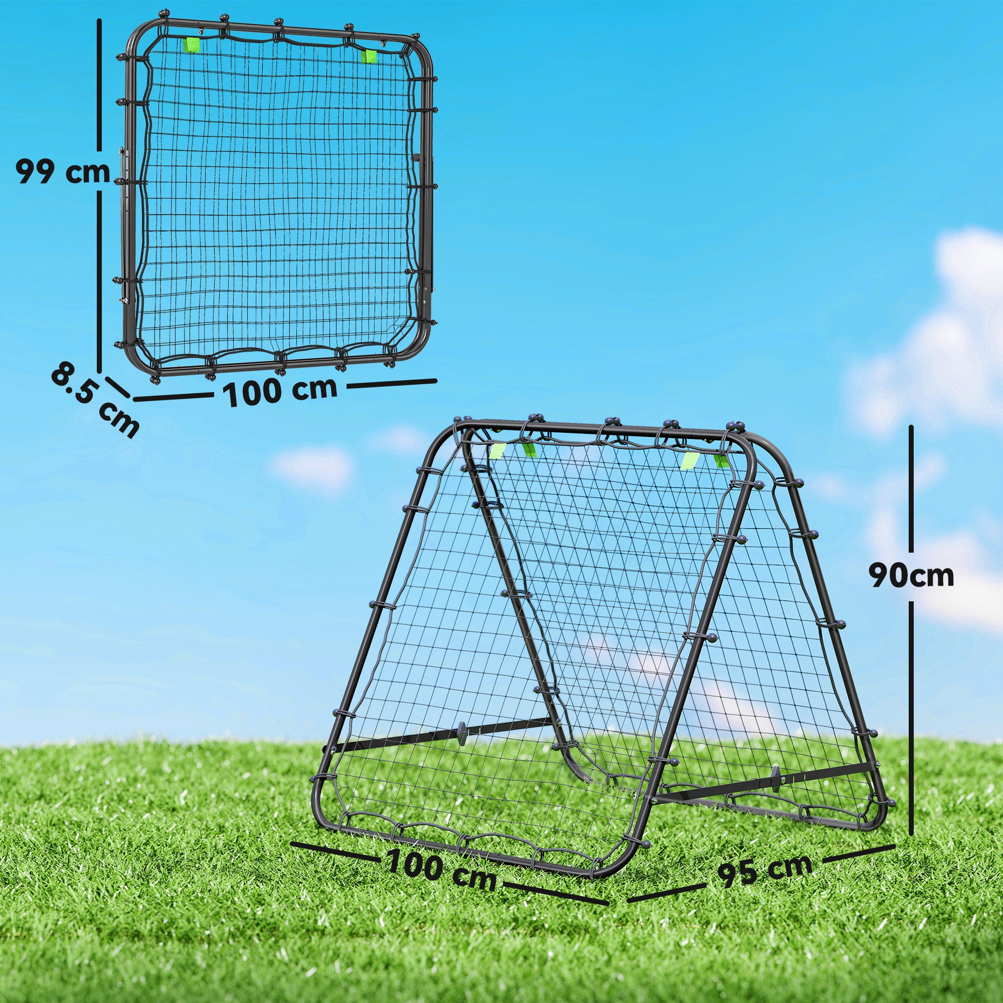 HOMCOM Double Sided Football Rebounder Net, Football Rebound Goal with 5 Adjustable Angles, Black