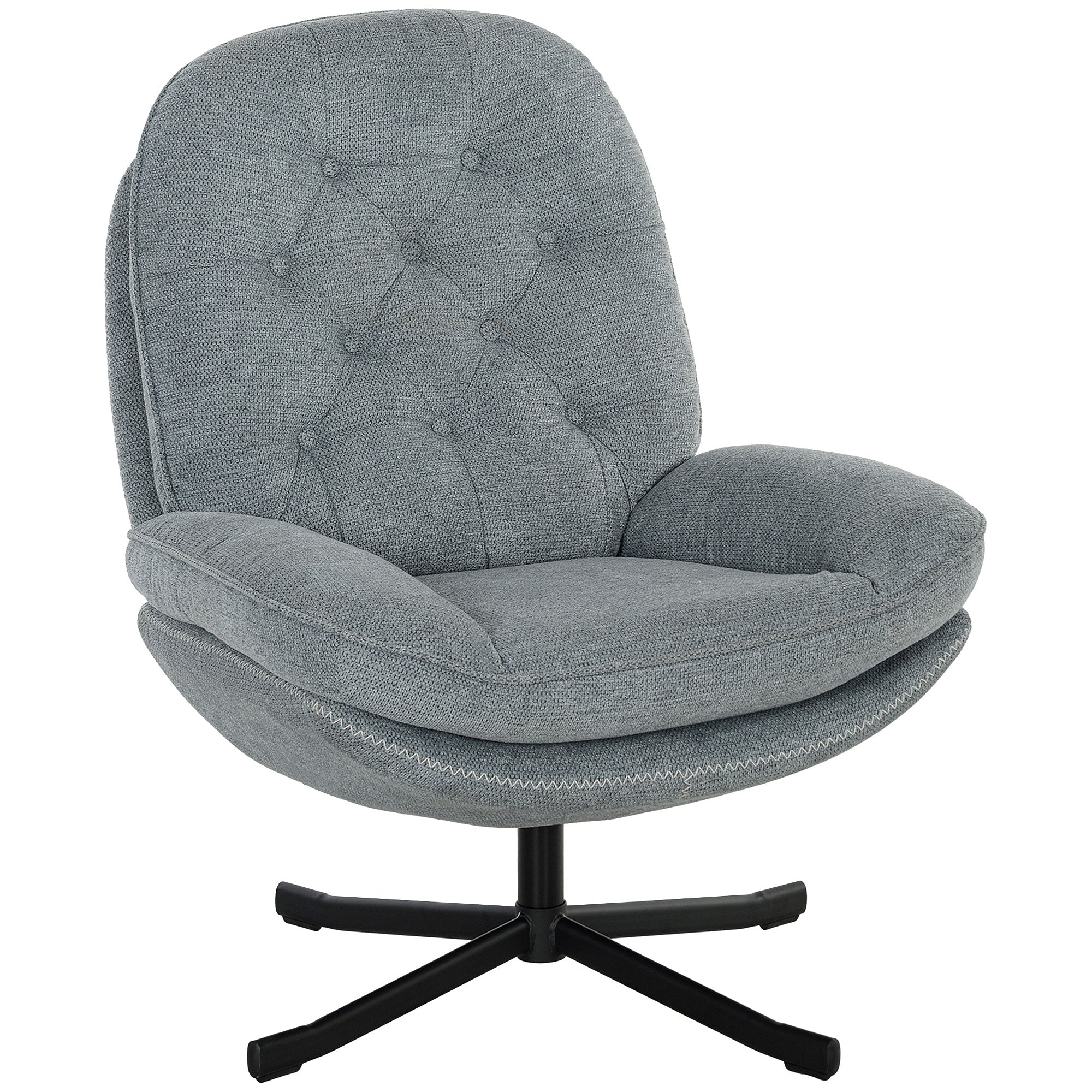 HOMCOM Relaxed Swivel Armchair - Grey - North Peak Garden Furniture