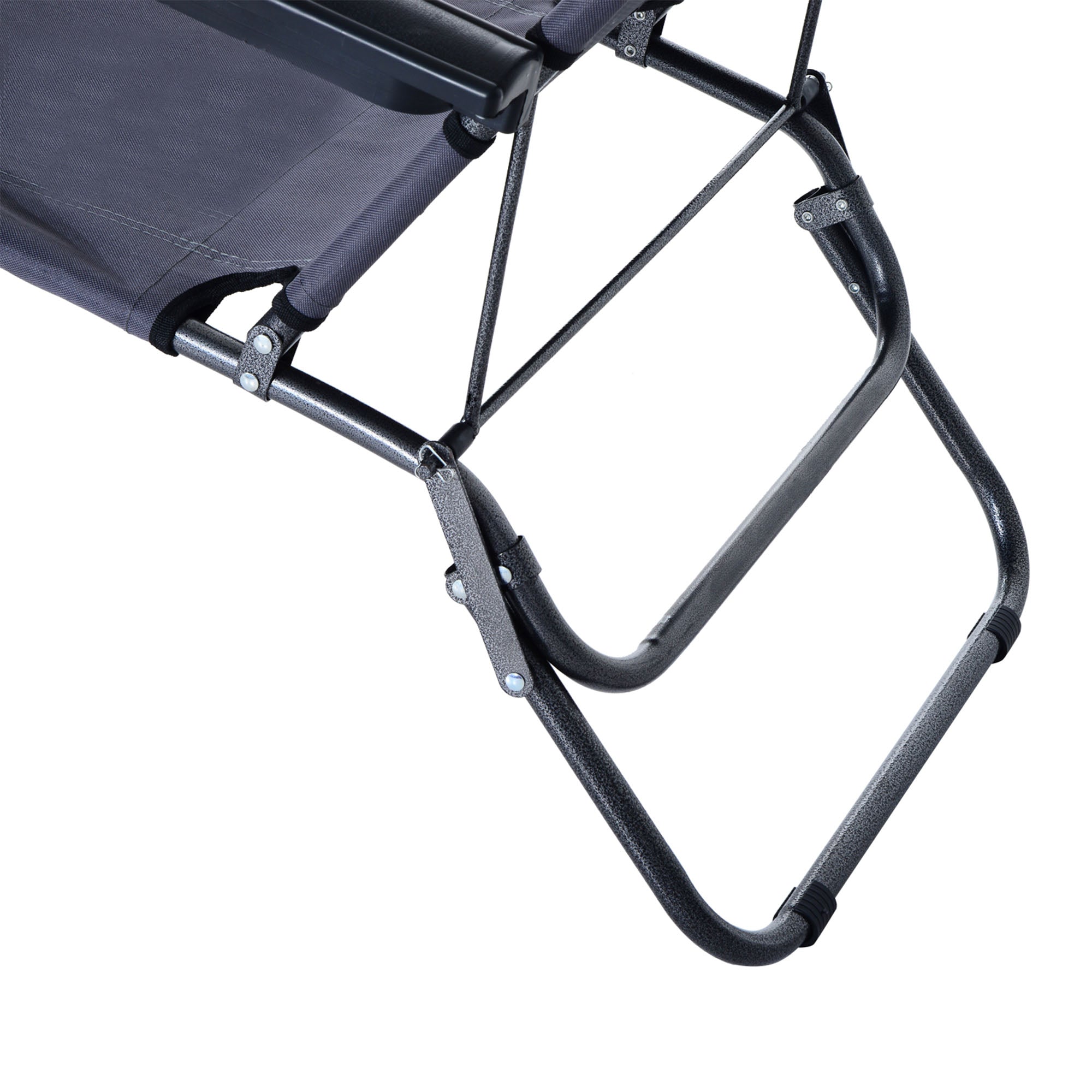 Outsunny 2 Pieces 2 in 1 Sun Lounger Folding Reclining Chair Garden Outdoor Camping Adjustable Back with Pillow, Grey - North Peak Garden Furniture