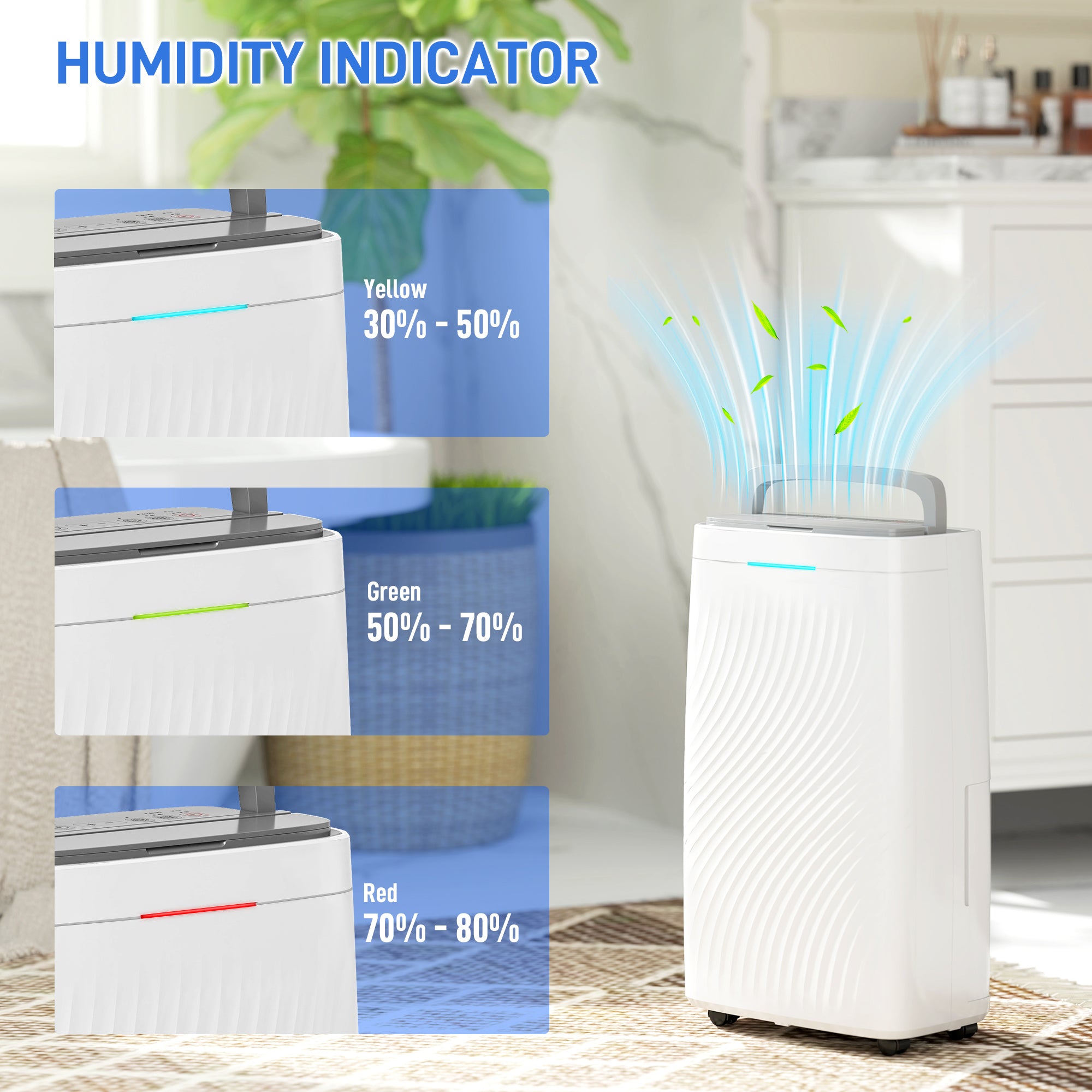 HOMCOM 16L/Day Dehumidifier with Activated Carbon Air Filter, Continuous Drainage, 5.5L Water Tank, 24H Timer, Humidity Light, Dehumidifier for Home Damp, Bedroom, Condensation, Mould, Laundry Drying