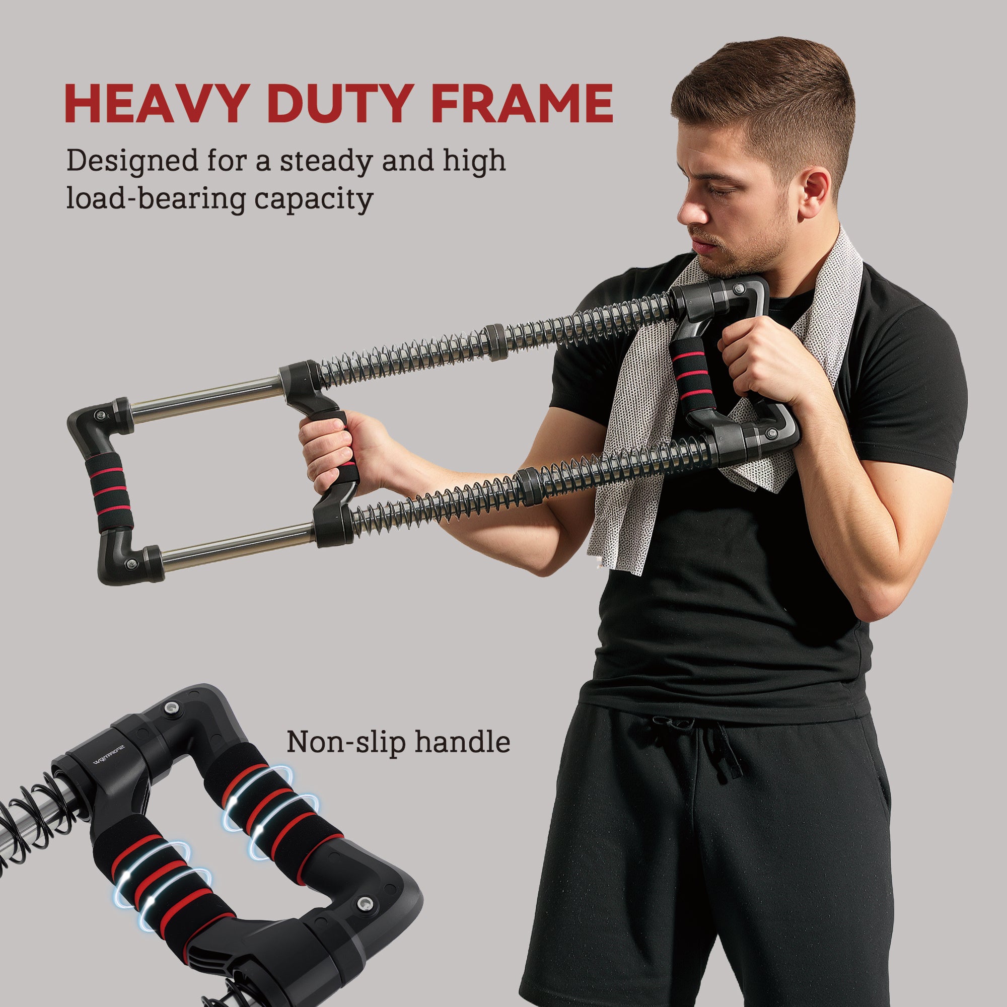 SPORTNOW Chest Expander, with 10-50kg Adjustable Resistance, for Home Gym, Office, Travel Workout