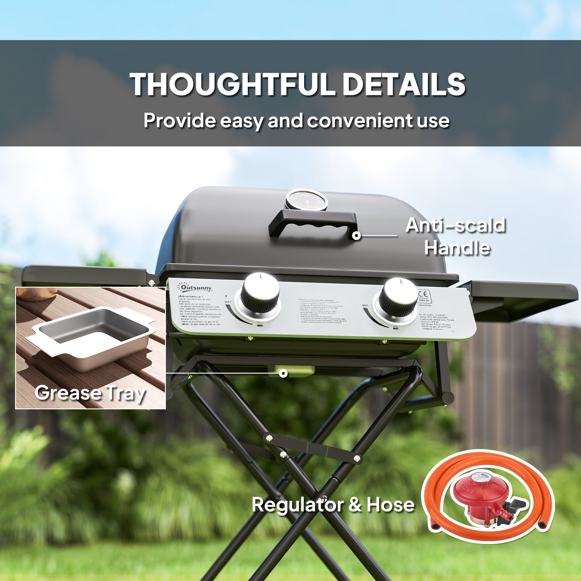 Outsunny Two-Burner Portable Suitcase BBQ - Black - North Peak Garden Furniture