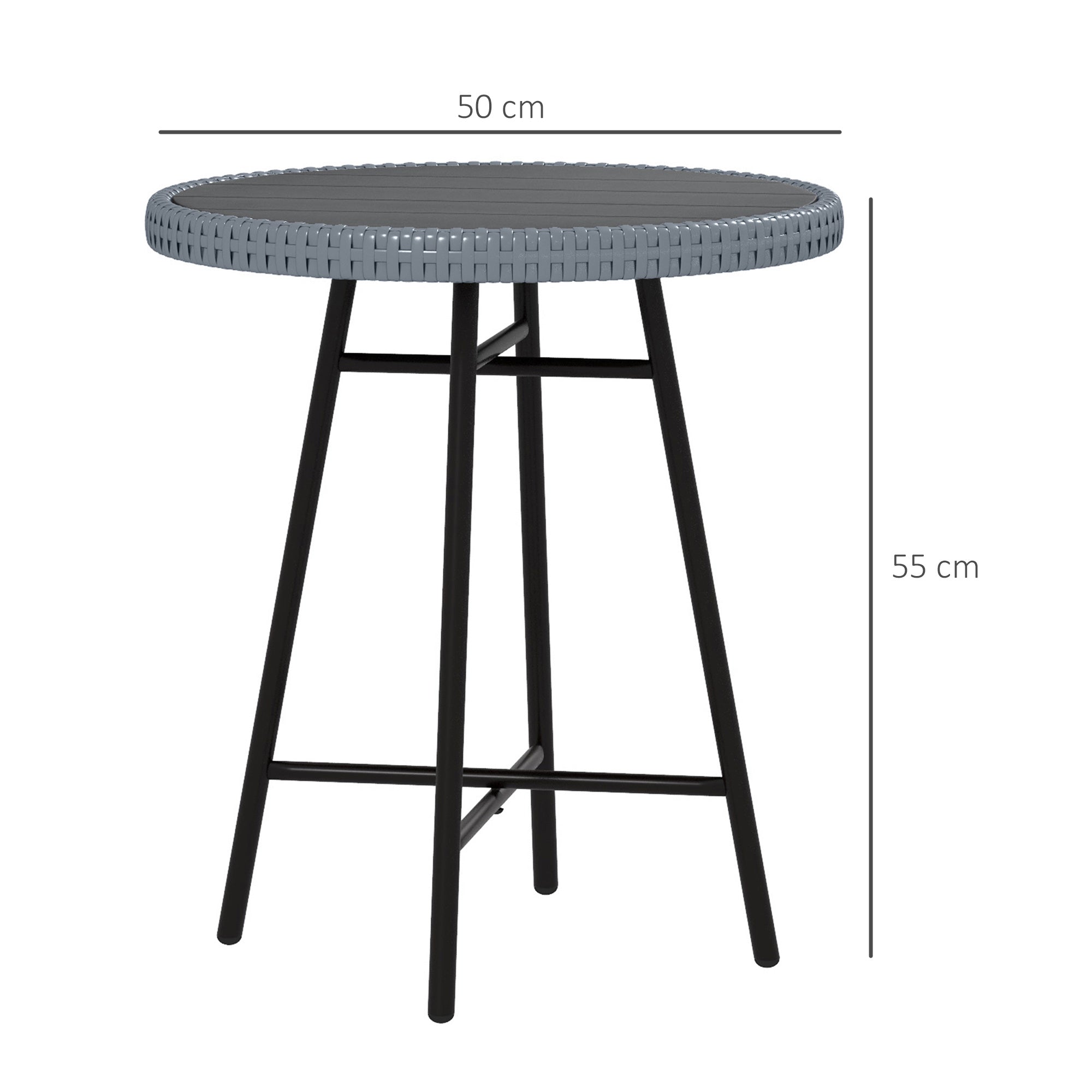Outsunny Rattan Border Outdoor Side Table - Grey - North Peak Garden Furniture