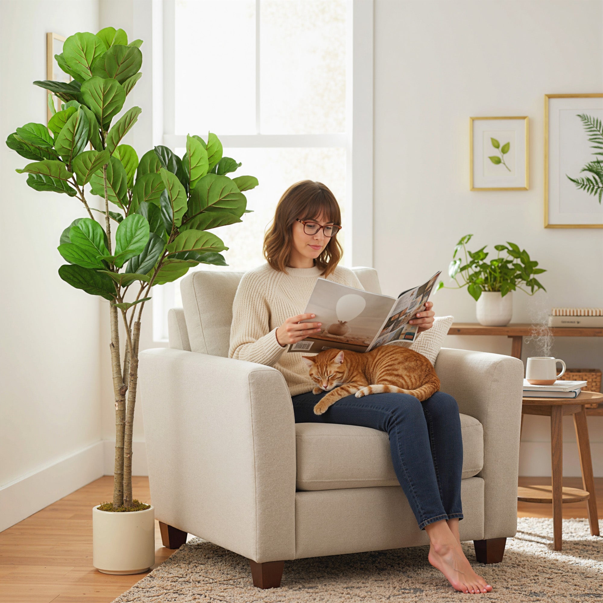 HOMCOM 150cm Artificial Ficus Tree - Green