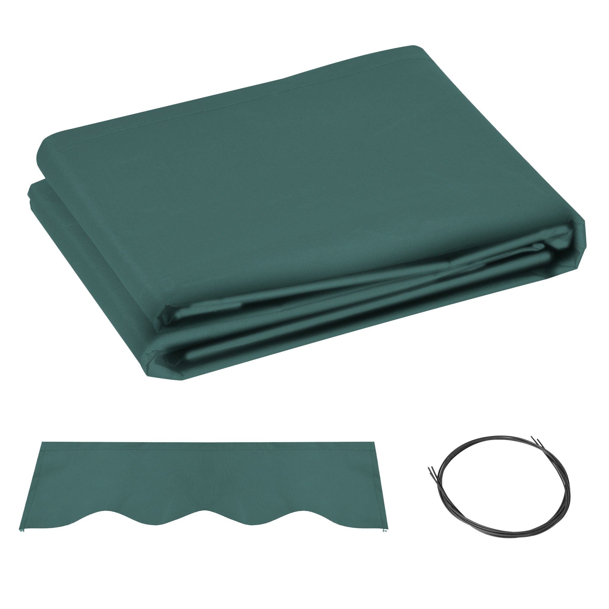 Outsunny Awning Replacement Canopy, Water Resistant UPF 50+ Sun Shade Cover for 3 x 2.5 m Garden Awning (Fabric Only), Green - North Peak Garden Furniture