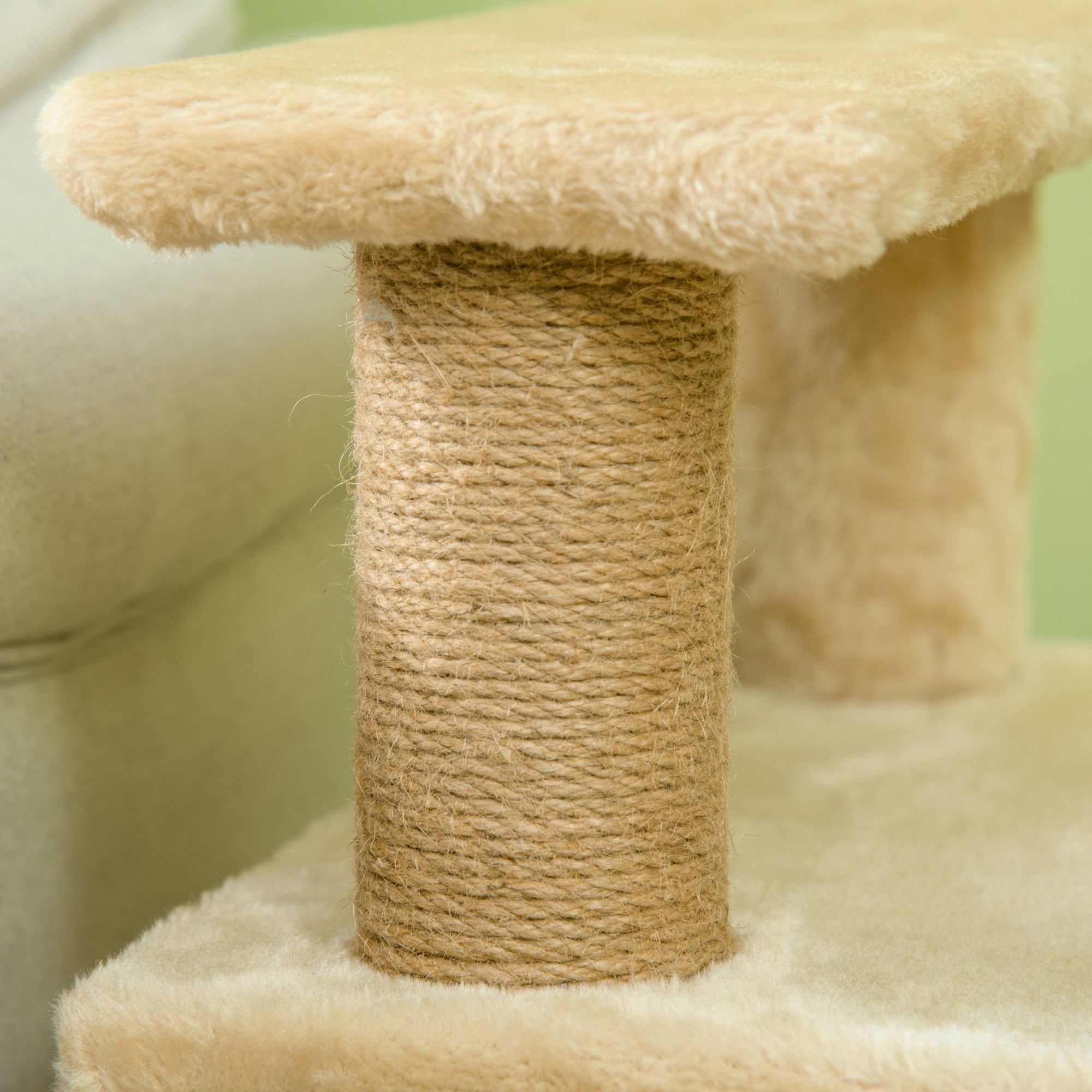 PawHut Adjustable Cat Steps, with House & Hanging Toy Ball - Beige - North Peak Garden Furniture