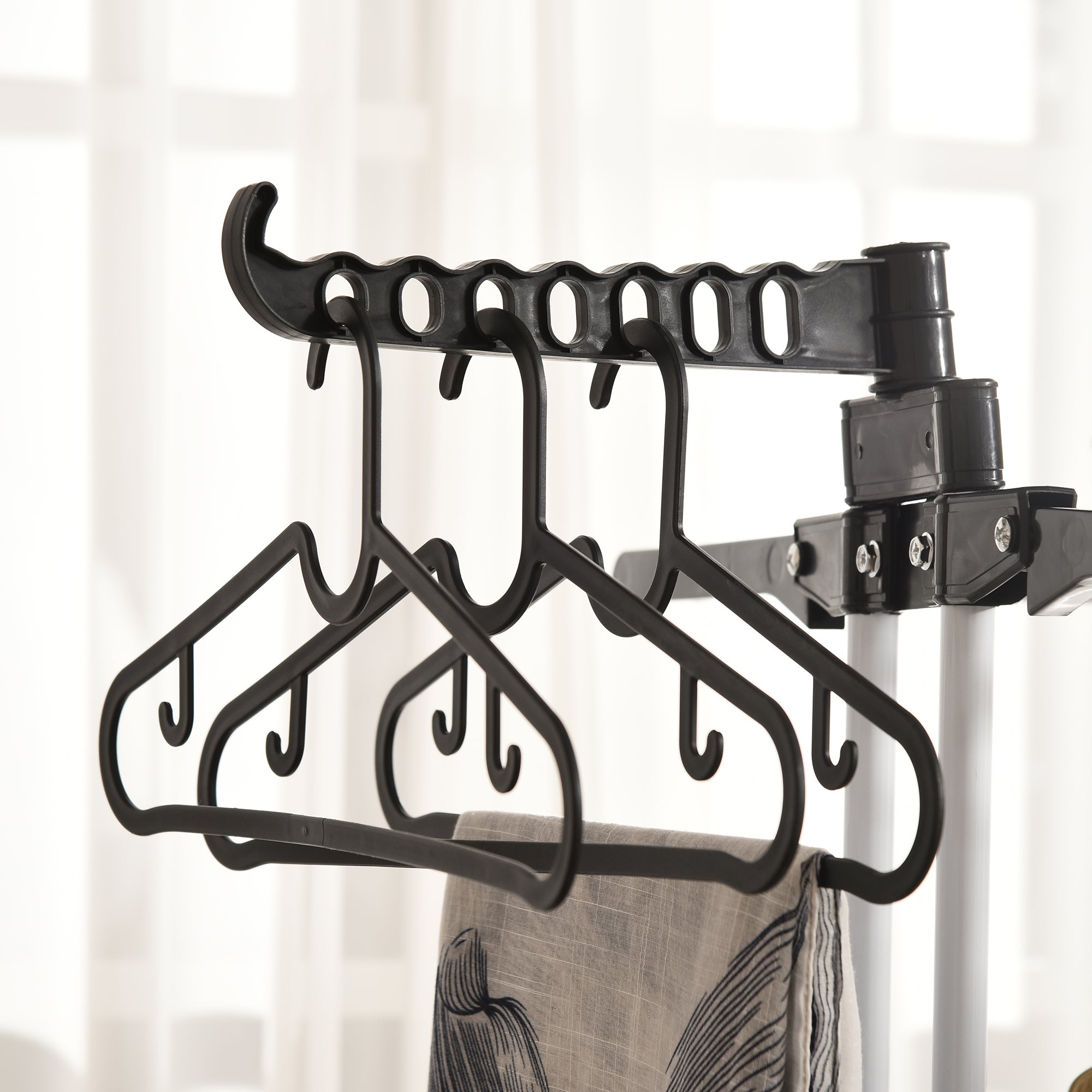 HOMCOM Foldable Clothes Drying Rack, 4-Tier Steel Garment Laundry Rack with Castors for Indoor and Outdoor Use, Black - North Peak Garden Furniture