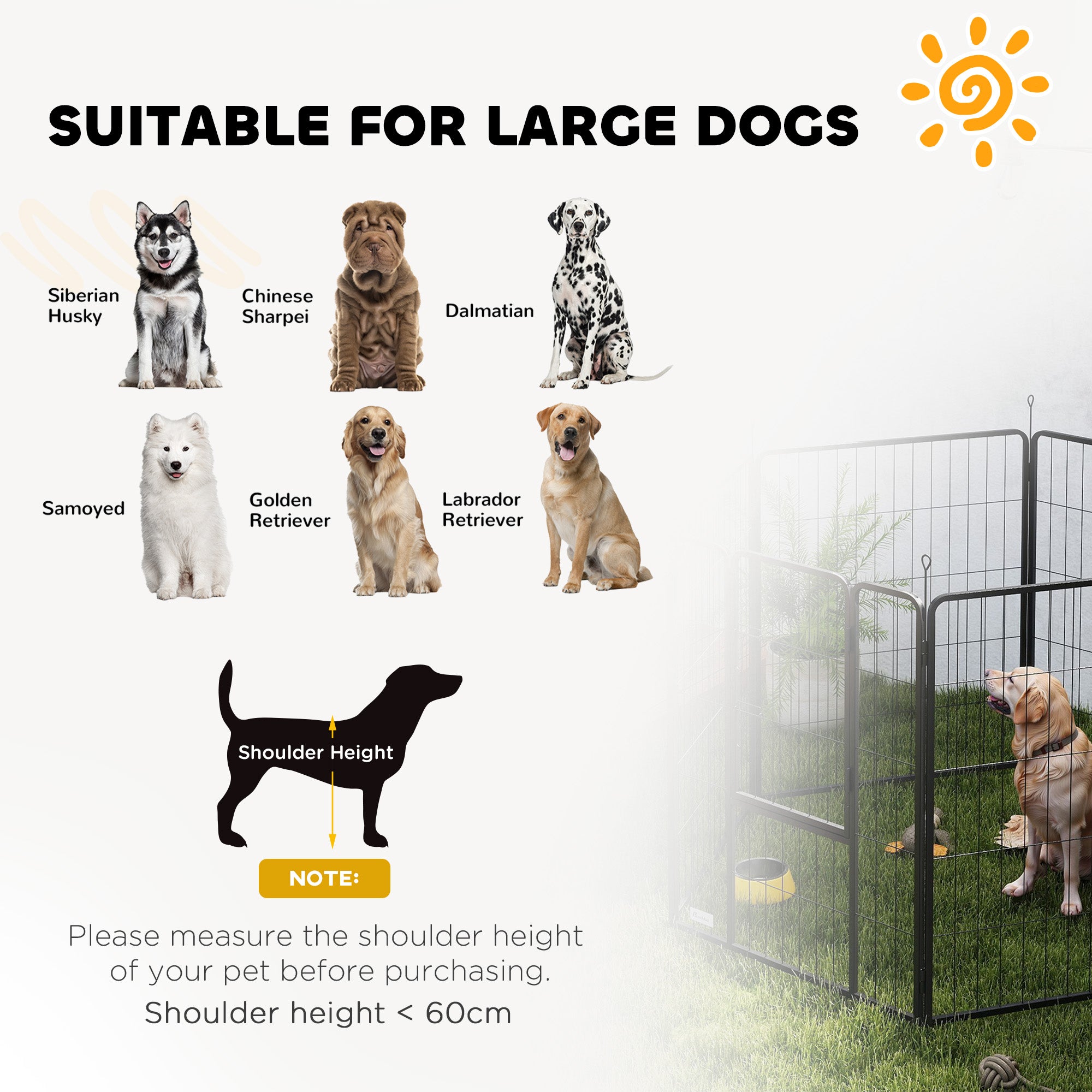 PawHut 6 Panels Dog Playpen, Portable Detachable Puppy Pen with Door, for Large Dogs, 100cm High, Black - North Peak Garden Furniture