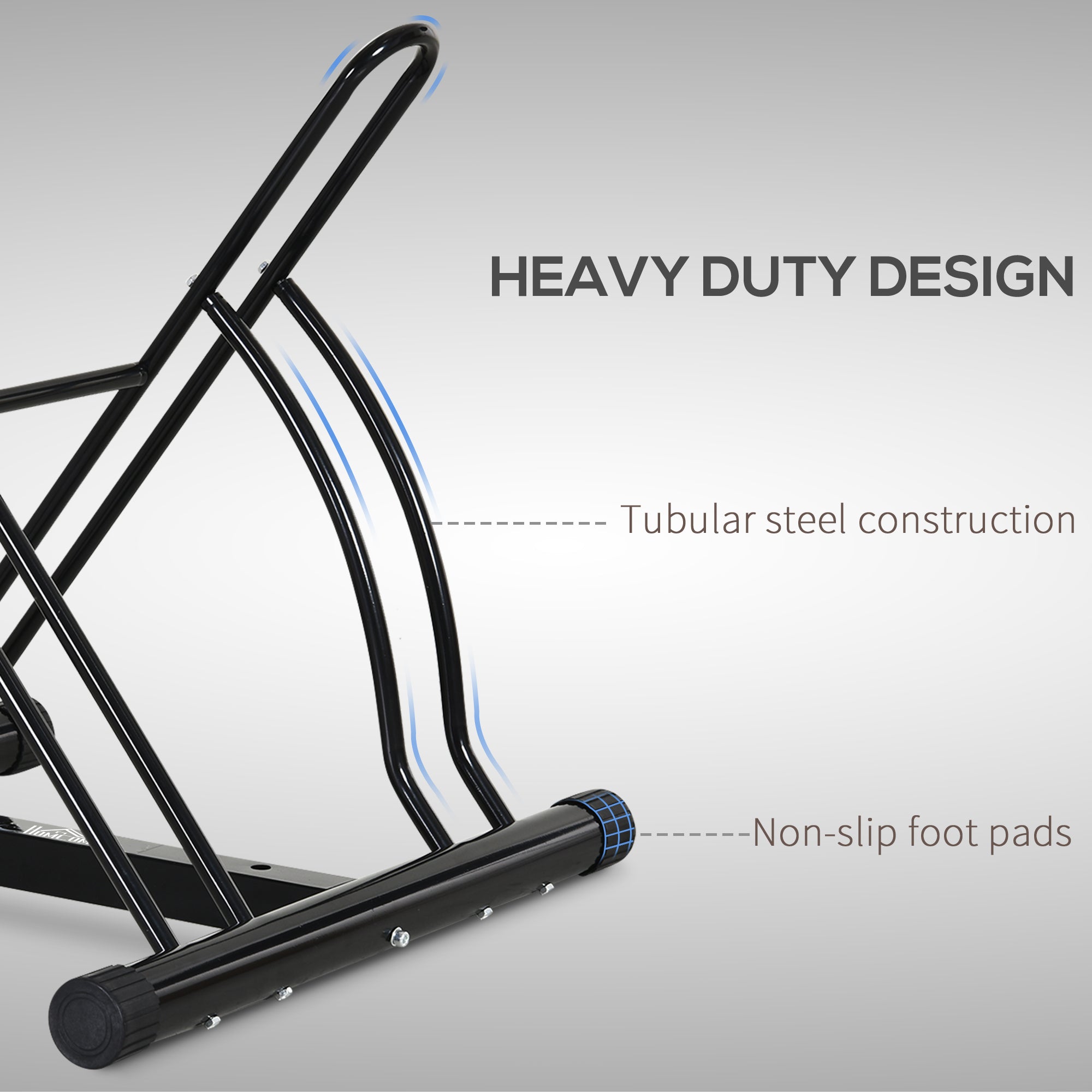 HOMCOM 2 Bike Floor Parking Stand Rack Indoor Outdoor Ground Reversible - Black - North Peak Garden Furniture