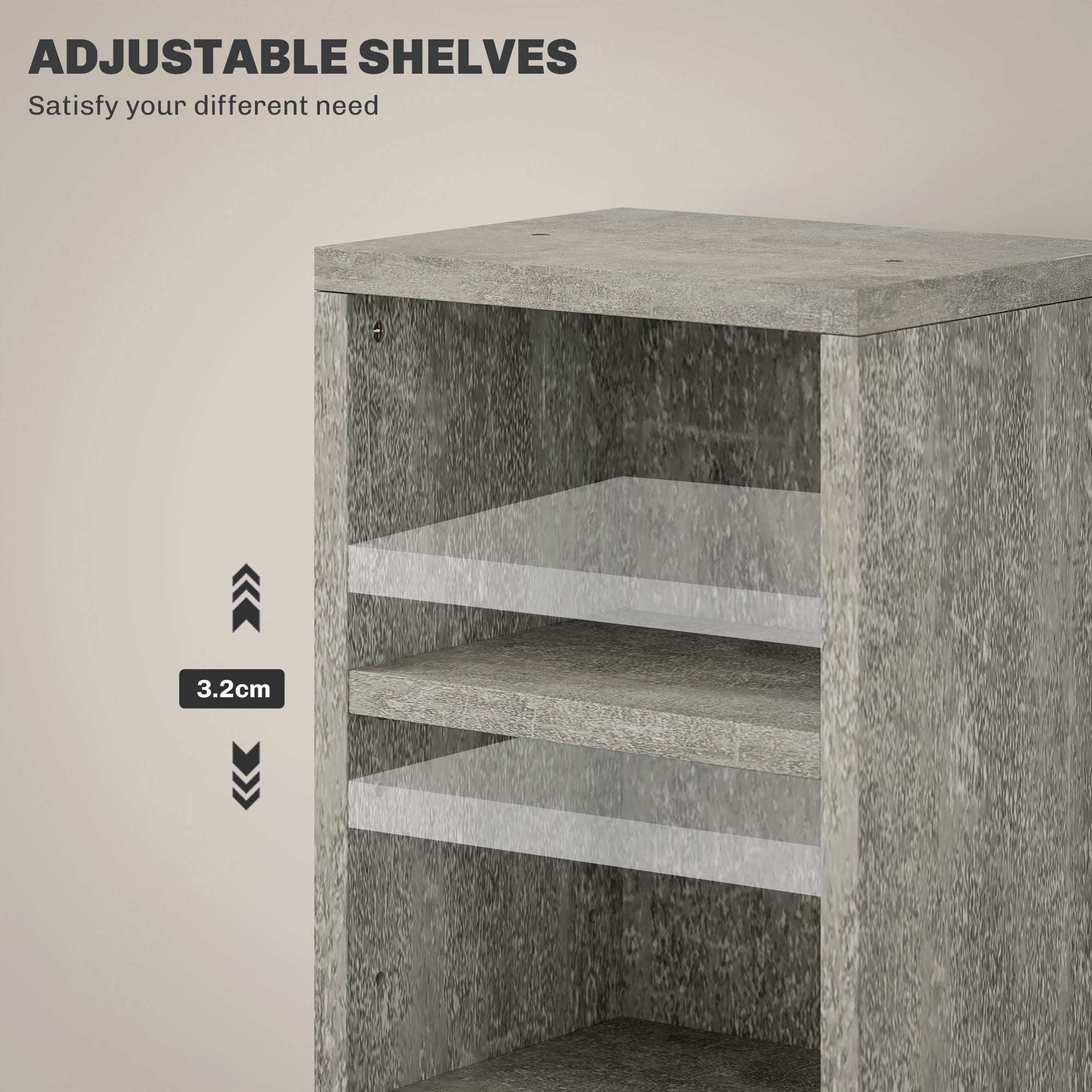 HOMCOM Set of Two 102 CD Storage Units - Cement Grey - North Peak Garden Furniture