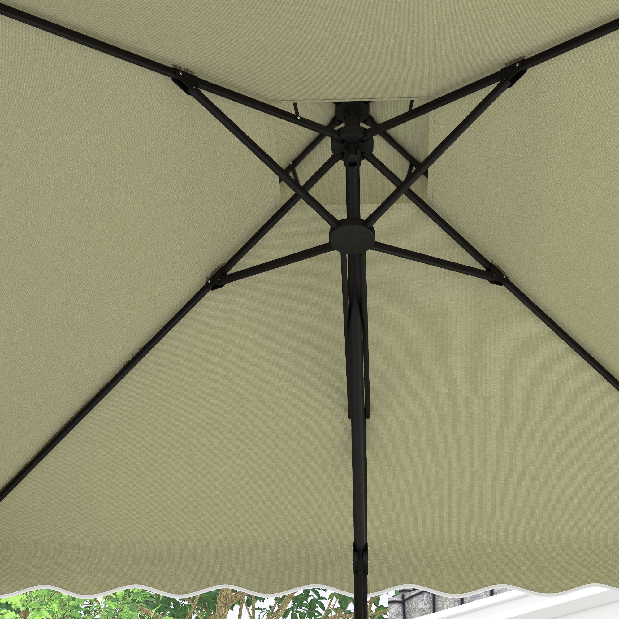 Outsunny 2.5m Square Double Top Garden Parasol Cantilever Umbrella with Ruffles, Beige - North Peak Garden Furniture