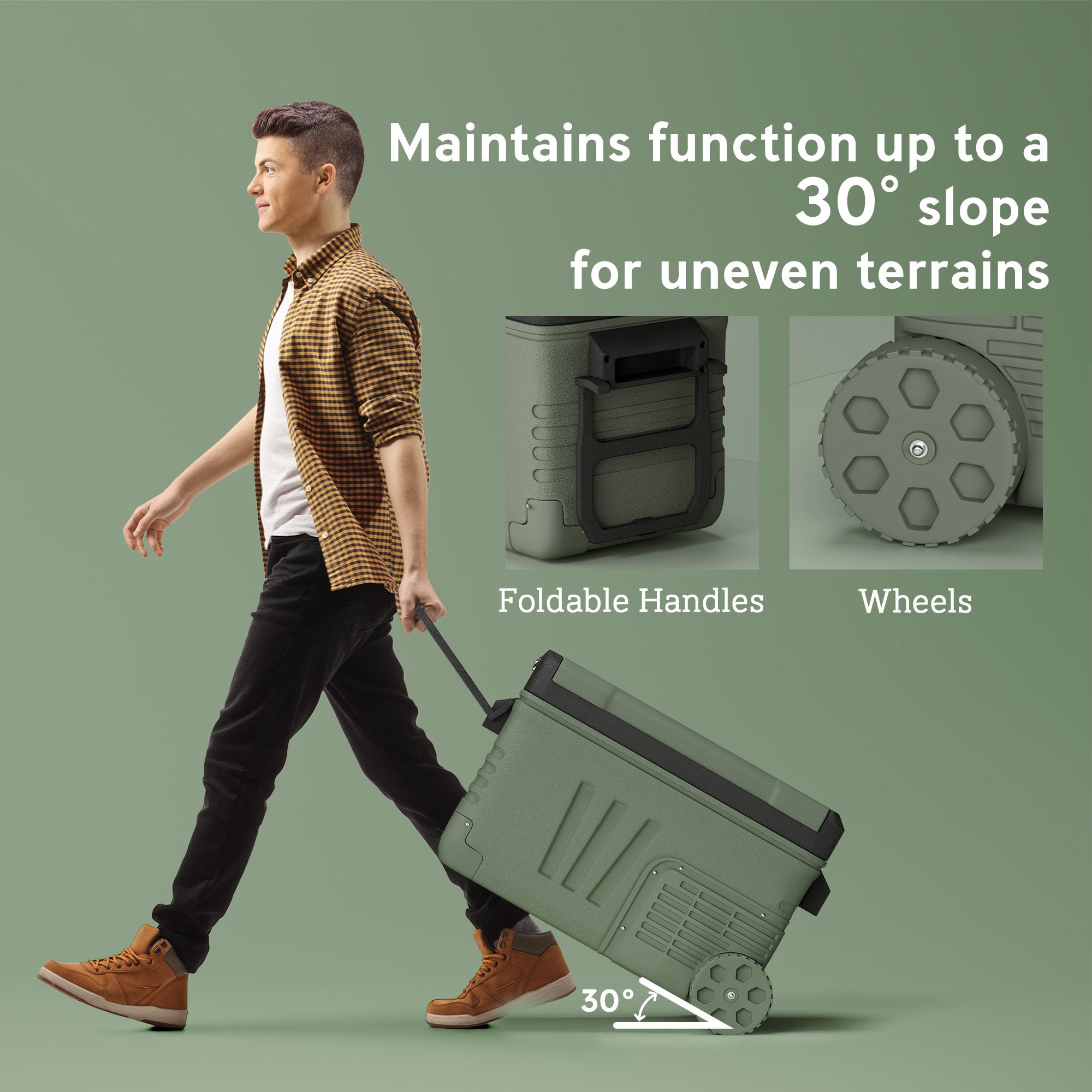 Outsunny 33L Camping Fridge Freezer Dual Zone, Portable Car Fridge 12V/24V DC & 100-240V AC, Electric Cool Box -20℃-20℃ with Wheels and LED Light, for Travel, RV, Road Trip, Picnic [Energy Class E] - North Peak Garden Furniture