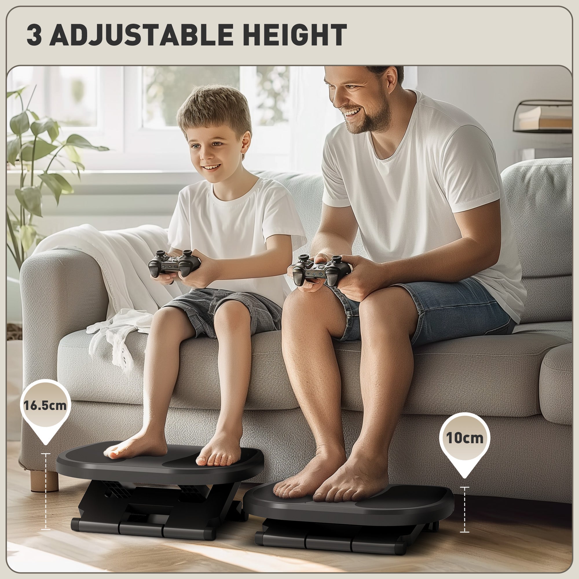 HOMCOM 0-30° Three-Height Under-Desk Support Footrest - Grey - North Peak Garden Furniture