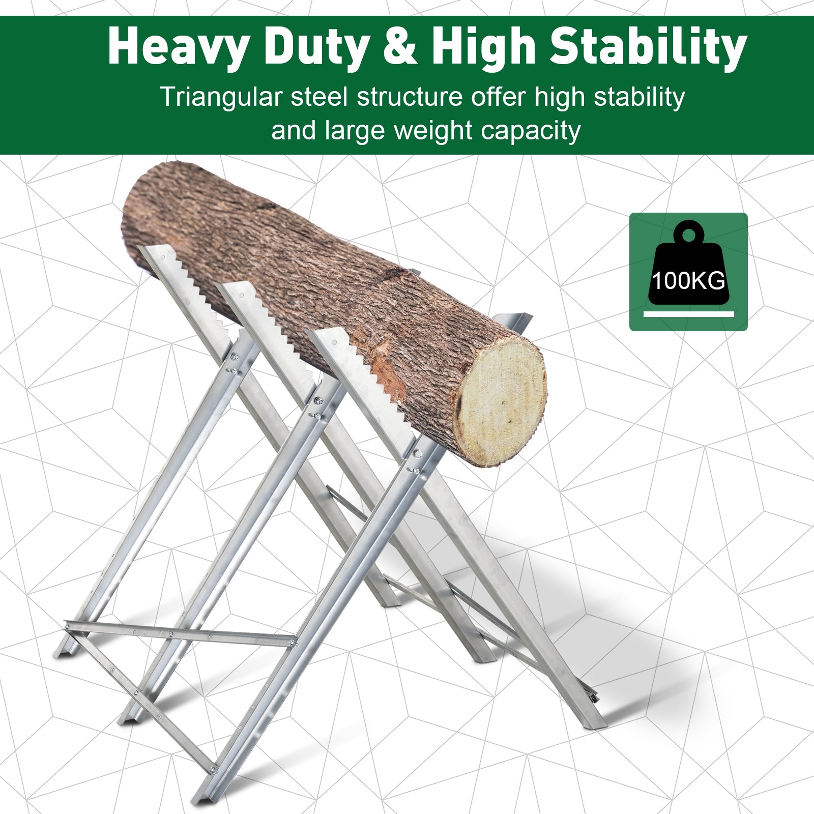 DURHAND Portable Sawhorse Heavy Duty Steel Adjustable Work Support, Foldable Sawhorse Stand 100 kg Weight Capacity, Silver Tone - North Peak Garden Furniture