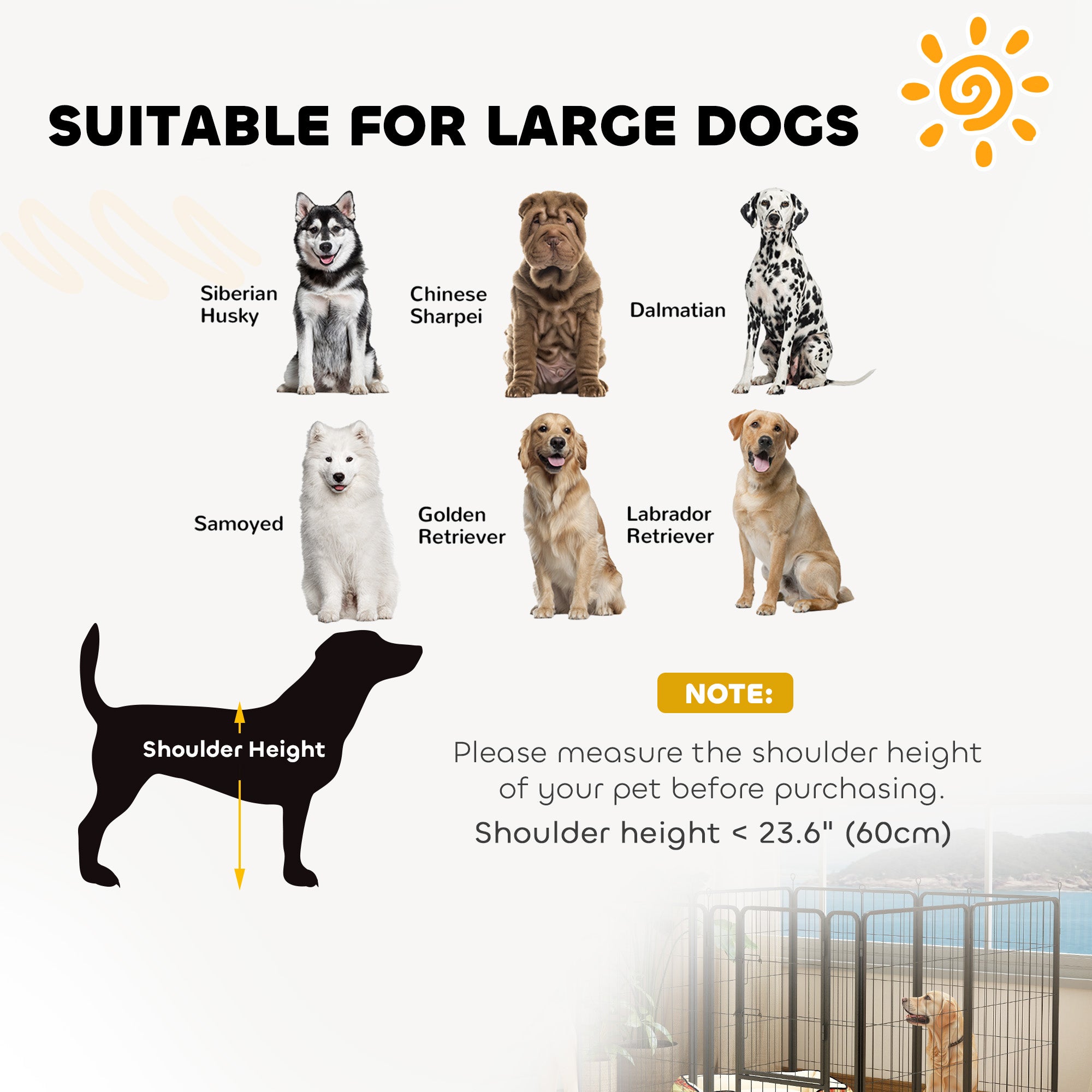 PawHut 8 Panels Heavy Duty Dog Playpen with Door Indoor Outdoor, for Large Dogs, 100cm High - North Peak Garden Furniture