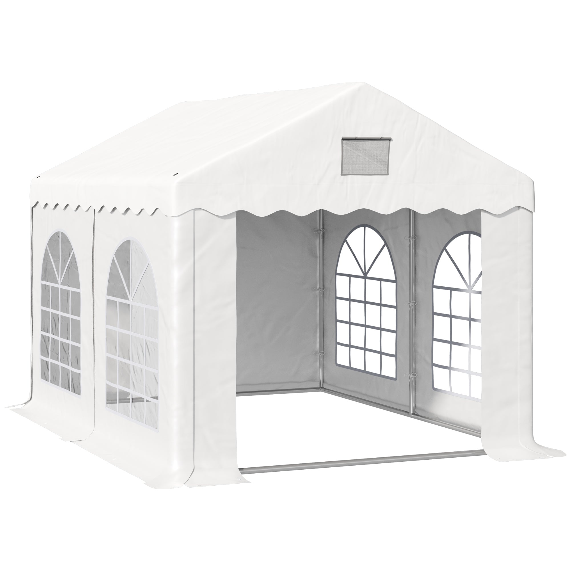 Outsunny 3 x 4 m Marquee Gazebo with Sides, Party Tent Canopy & Carport Shelter for Outdoor Event, Wedding, White